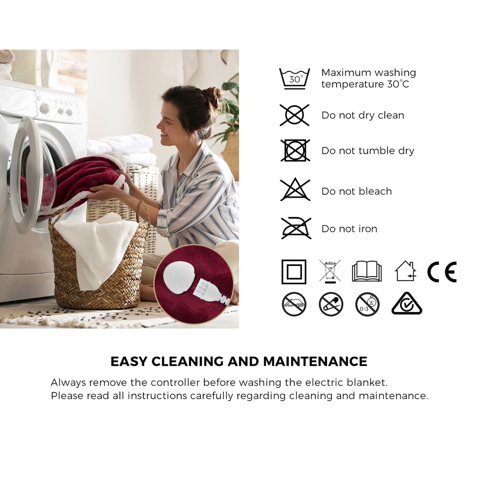 Bedra Electric Throw Rug Dual Side Heated Blanket Flannel&Sherpa Burgundy - Sunyee