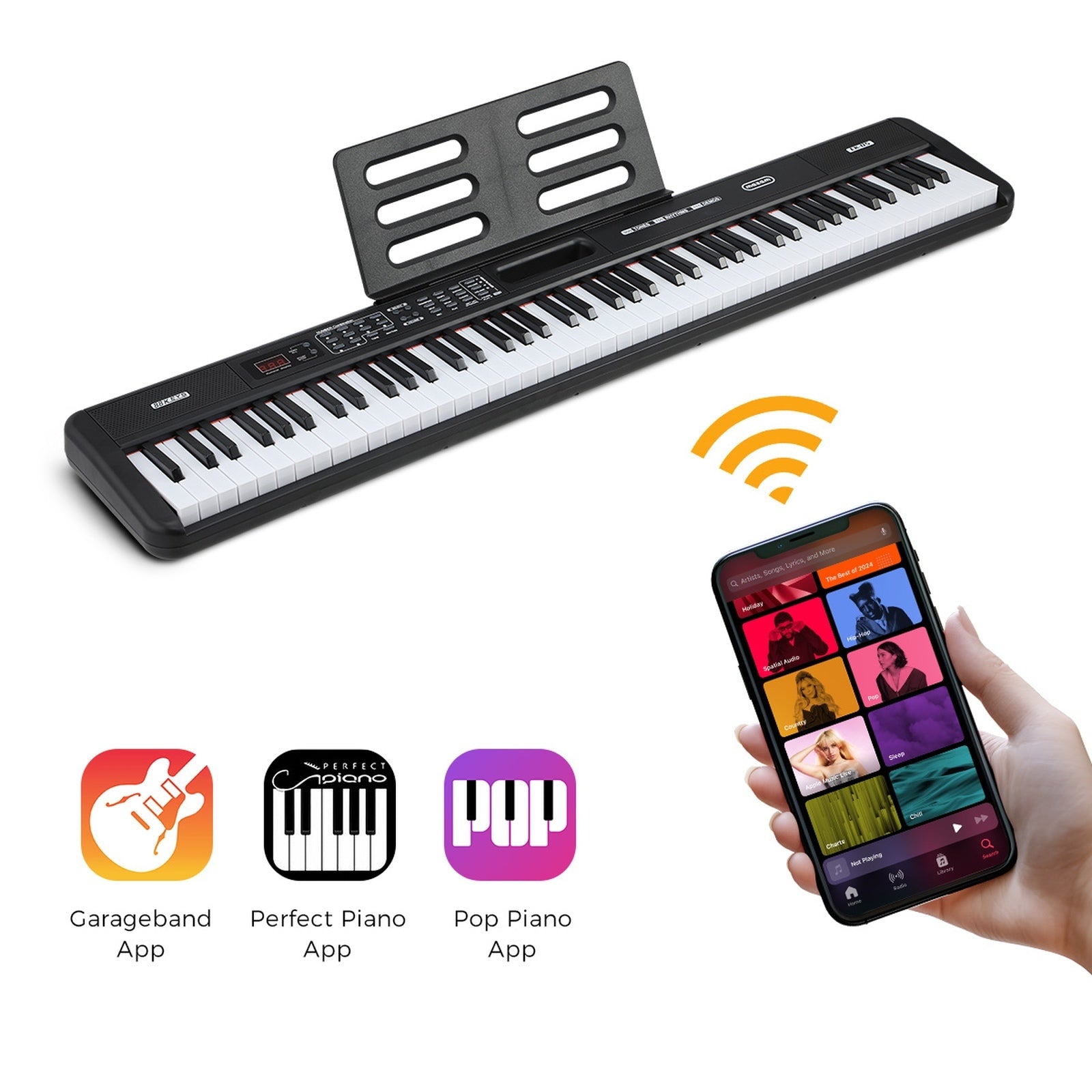 Mazam 88 Keys Electronic Piano Keyboard Portable Lighted Electric Keyboards - Sunyee