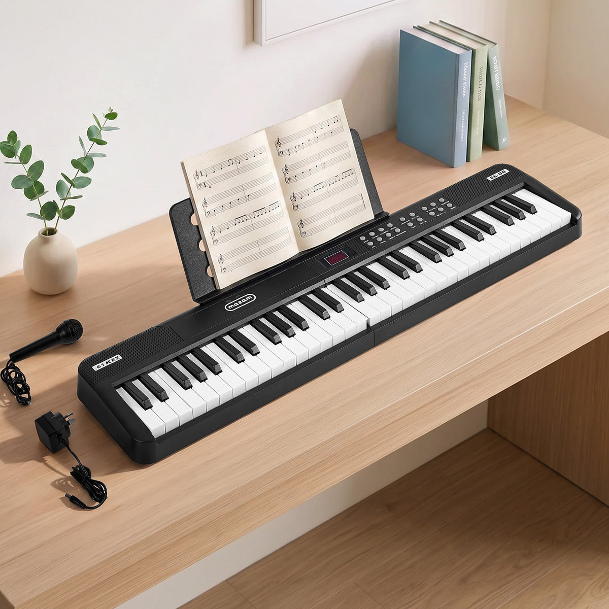 Mazam 61‑Key Foldable Electronic Piano Keyboard Portable Microphone for Beginner