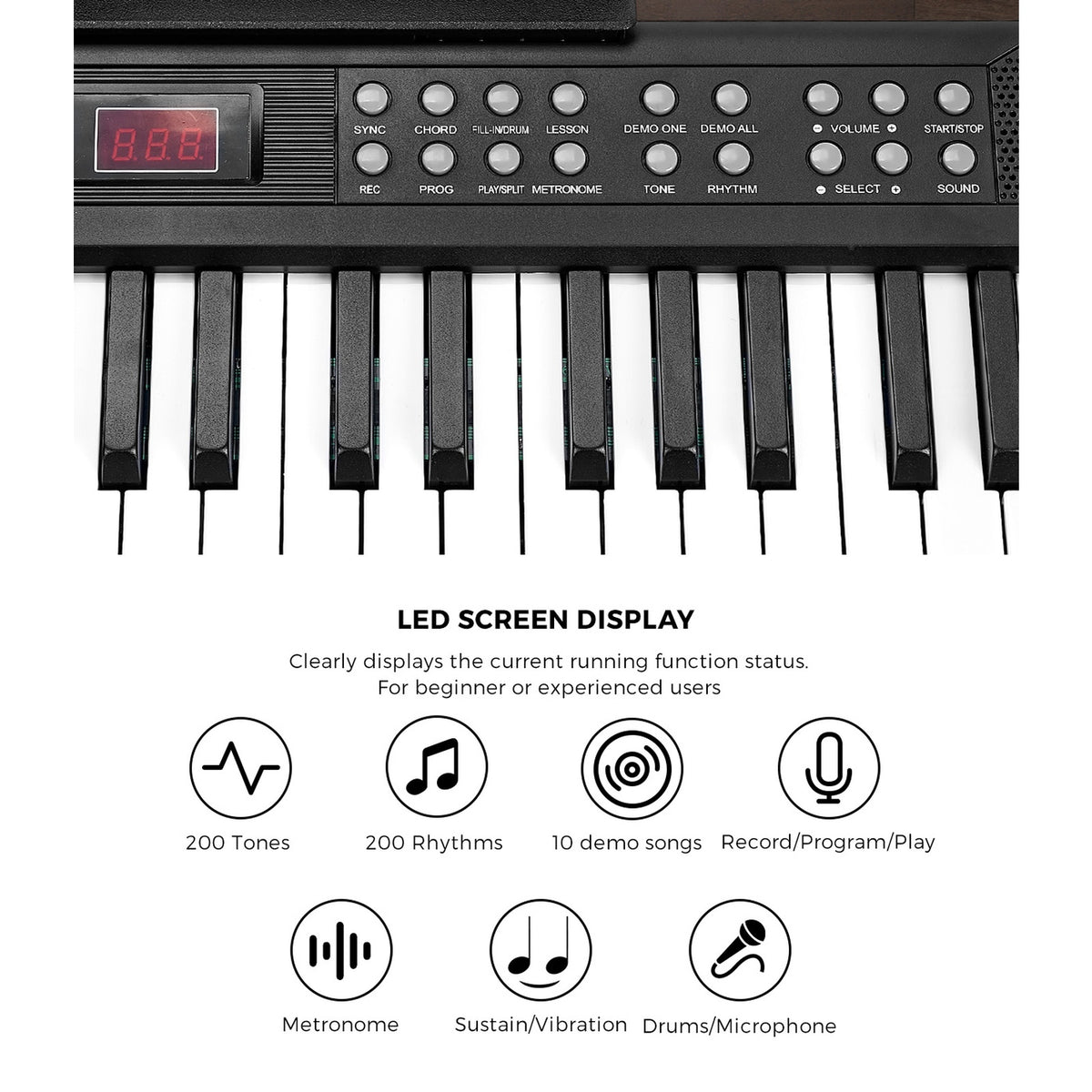Mazam 61‑Key Foldable Electronic Piano Keyboard Portable Microphone for Beginner