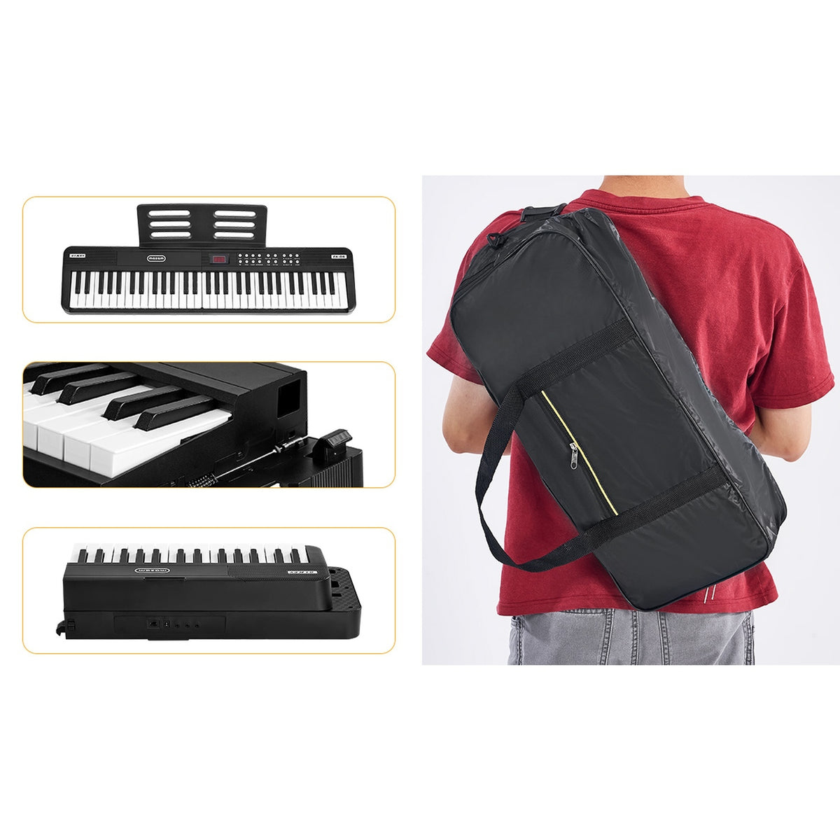 Mazam 61‑Key Foldable Electronic Piano Keyboard Portable Microphone for Beginner
