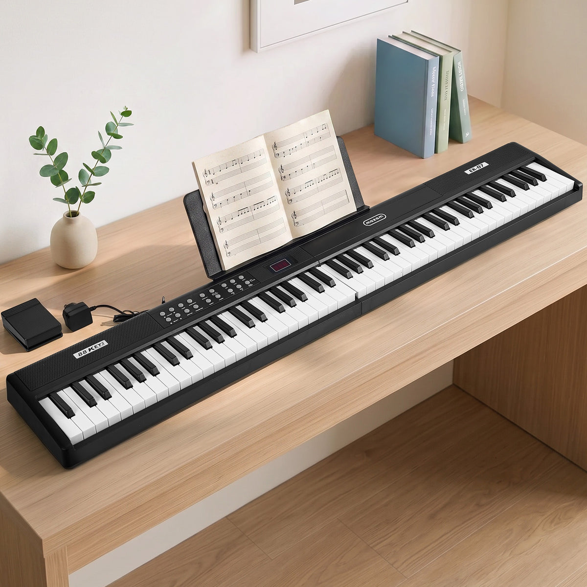Mazam Foldable 88 Key Digital Piano Electronic Keyboard Bluetooth Sustain Pedal