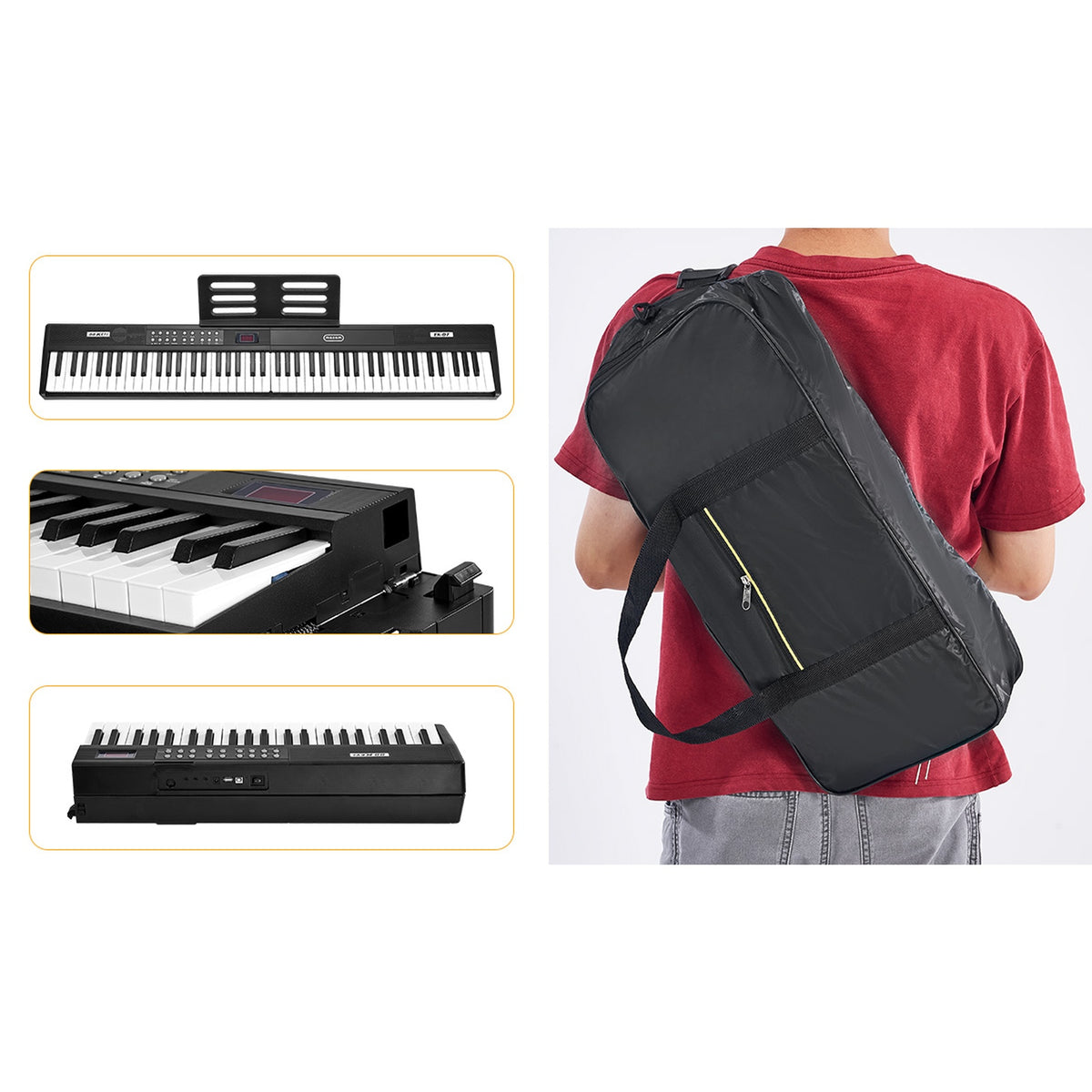 Mazam Foldable 88 Key Digital Piano Electronic Keyboard Bluetooth Sustain Pedal
