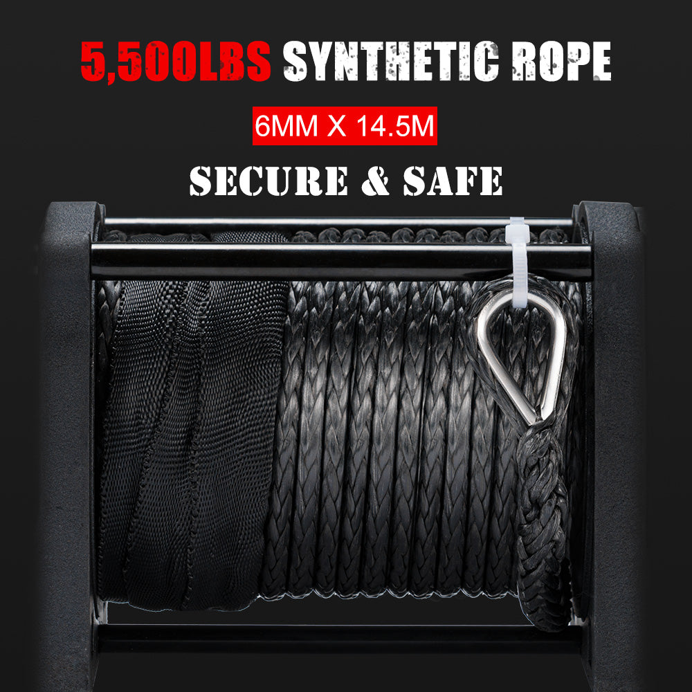 FIERYRED 12V 5500LBS Synthetic Rope Electric Winch - Sunyee