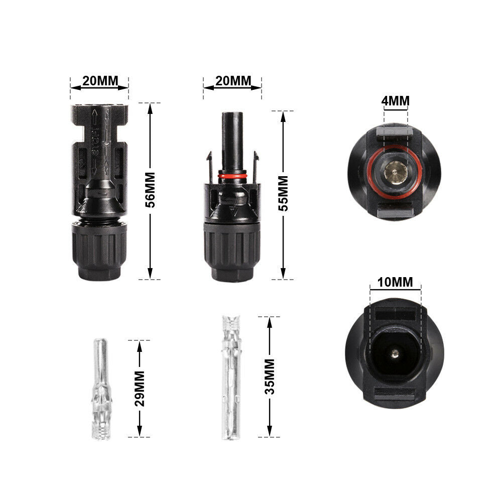 20 Pair Connectors 30A for PV Solar Panel Male & Female Cable Waterproof - Sunyee