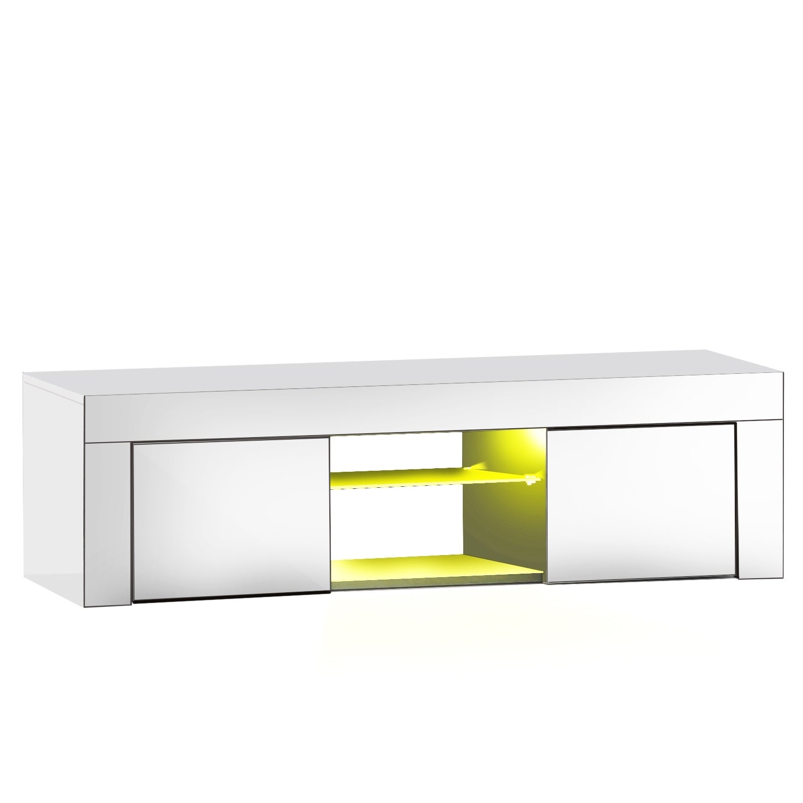Oikiture TV Cabinet Entertainment Unit Stand LED RGB Gloss Storage Furniture - Sunyee