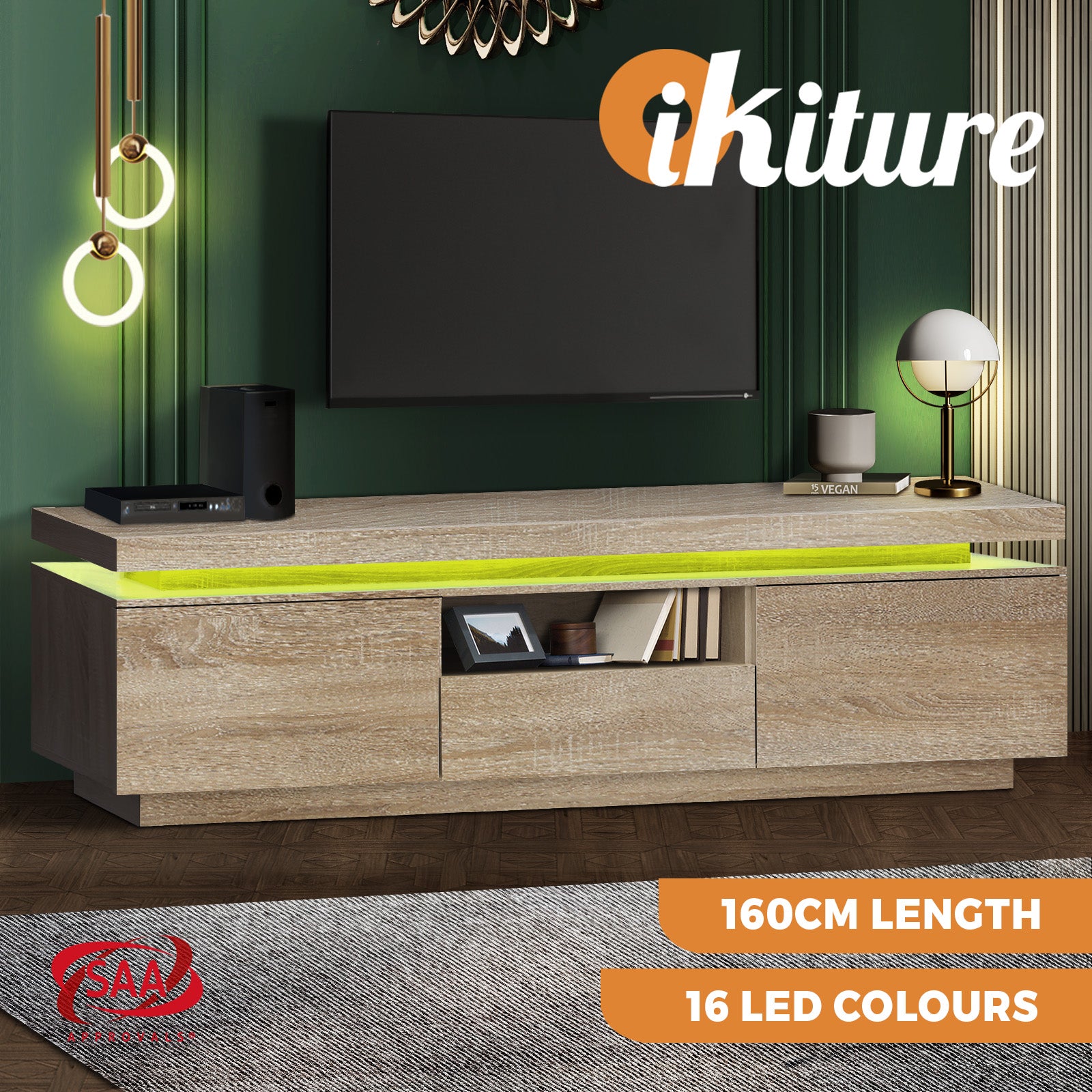 Oikiture Entertainment Unit TV Cabinet Stand Storage Drawers Shelf Furniture - Sunyee