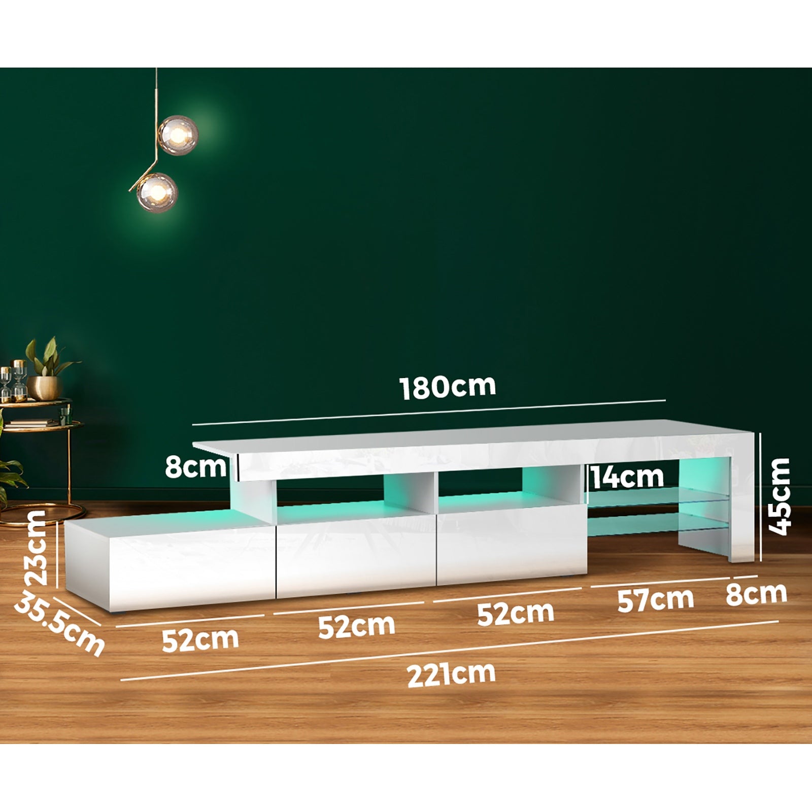 Oikiture Entertainment Unit TV Cabinet Stand Storage Drawers Shelf Furniture - Sunyee