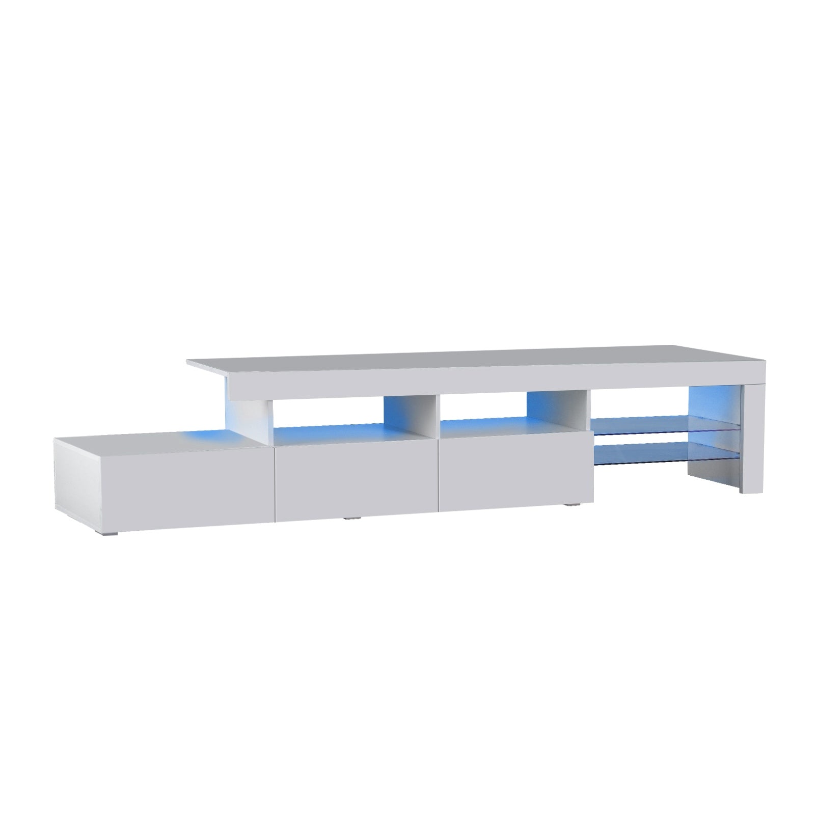Oikiture TV Cabinet Entertainment Unit Stand LED RGB Gloss Storage Furniture - Sunyee