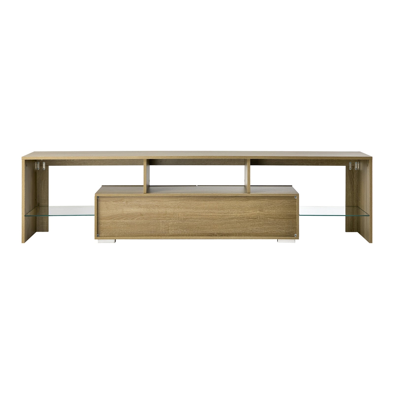 Oikiture Entertainment Unit TV Cabinet Stand Drawers LED RGB Natural 180cm