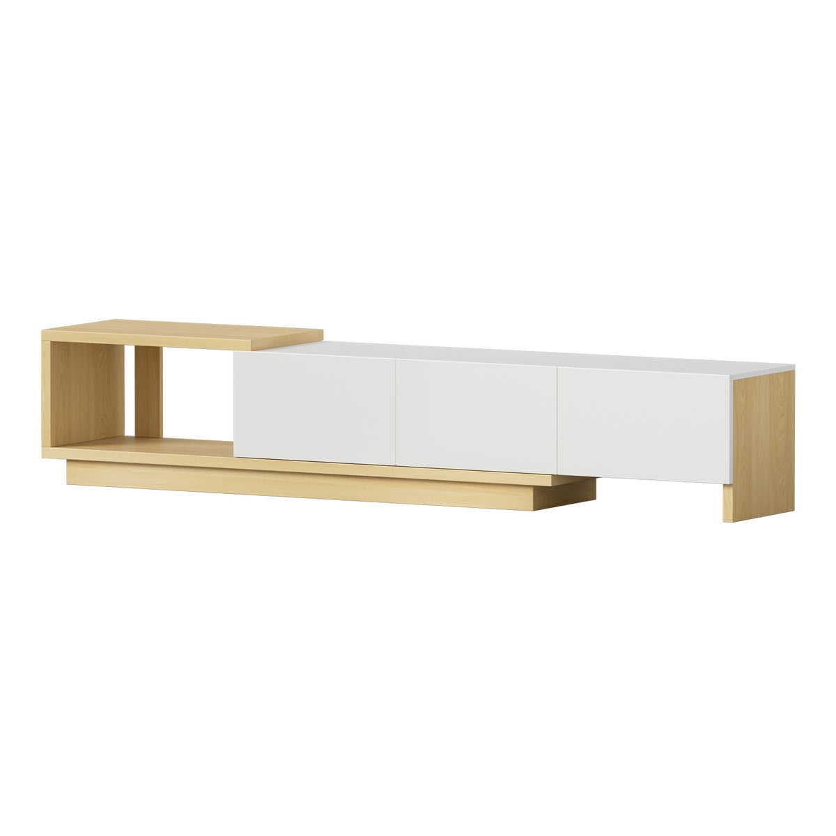 Oikiture 160-211cm Extendable TV Cabinet Entertainment Unit Stand with 3 Drawers