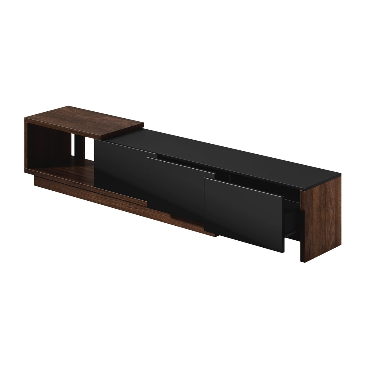 Oikiture 160-211cm Extendable TV Cabinet Entertainment Unit Stand 3 Drawers