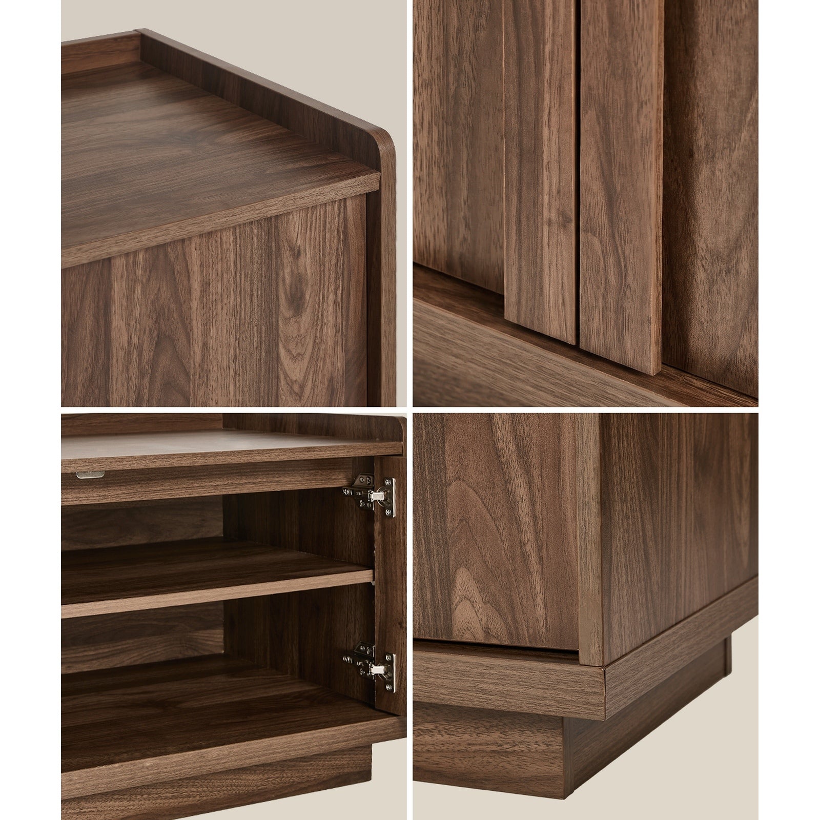 Oikiture 4 Door TV Cabinet 180cm Entertainment Unit Stand Storage Shelf Walnut