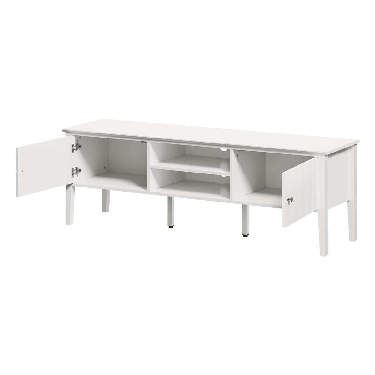 Oikiture TV Cabinet 150cm Entertainment Unit Stand Storage Shelves White - Sunyee
