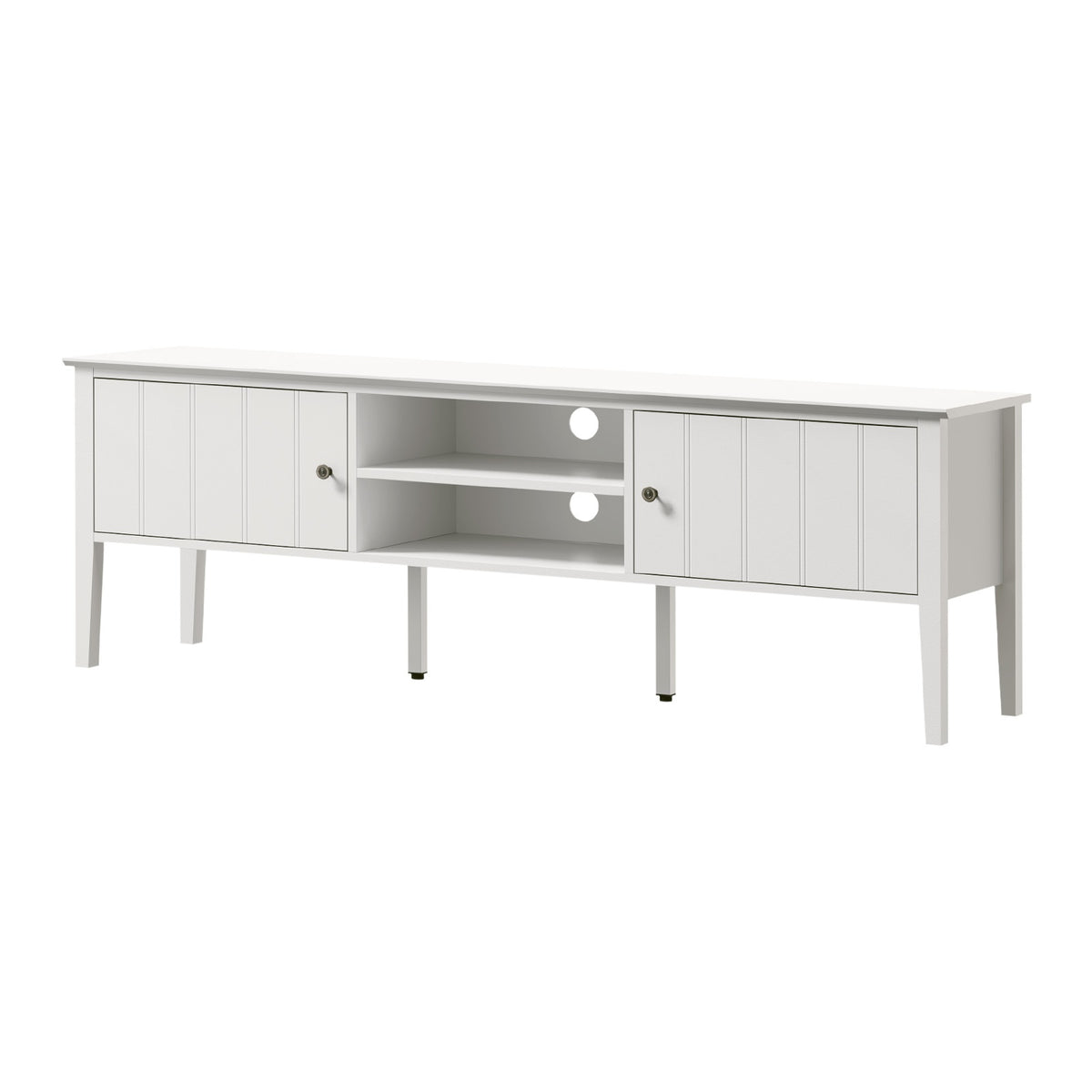 Oikiture TV Cabinet 150cm Entertainment Unit Stand Storage Shelves White - Sunyee