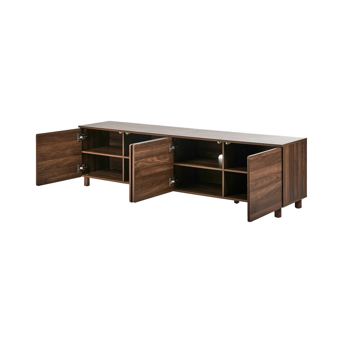Oikiture 180cm TV Cabinet 4 Door Entertainment Unit Stand Storage Shelves Walnut