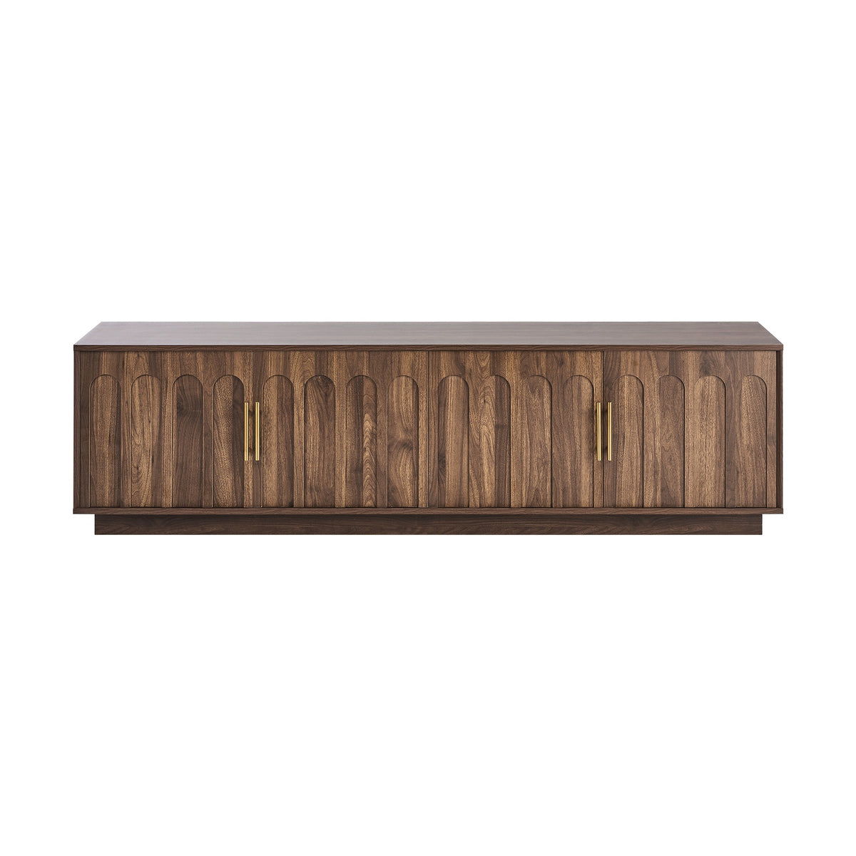 Oikiture TV Cabinet 180cm Entertainment Unit Stand Storage Shelves 4 Door Walnut
