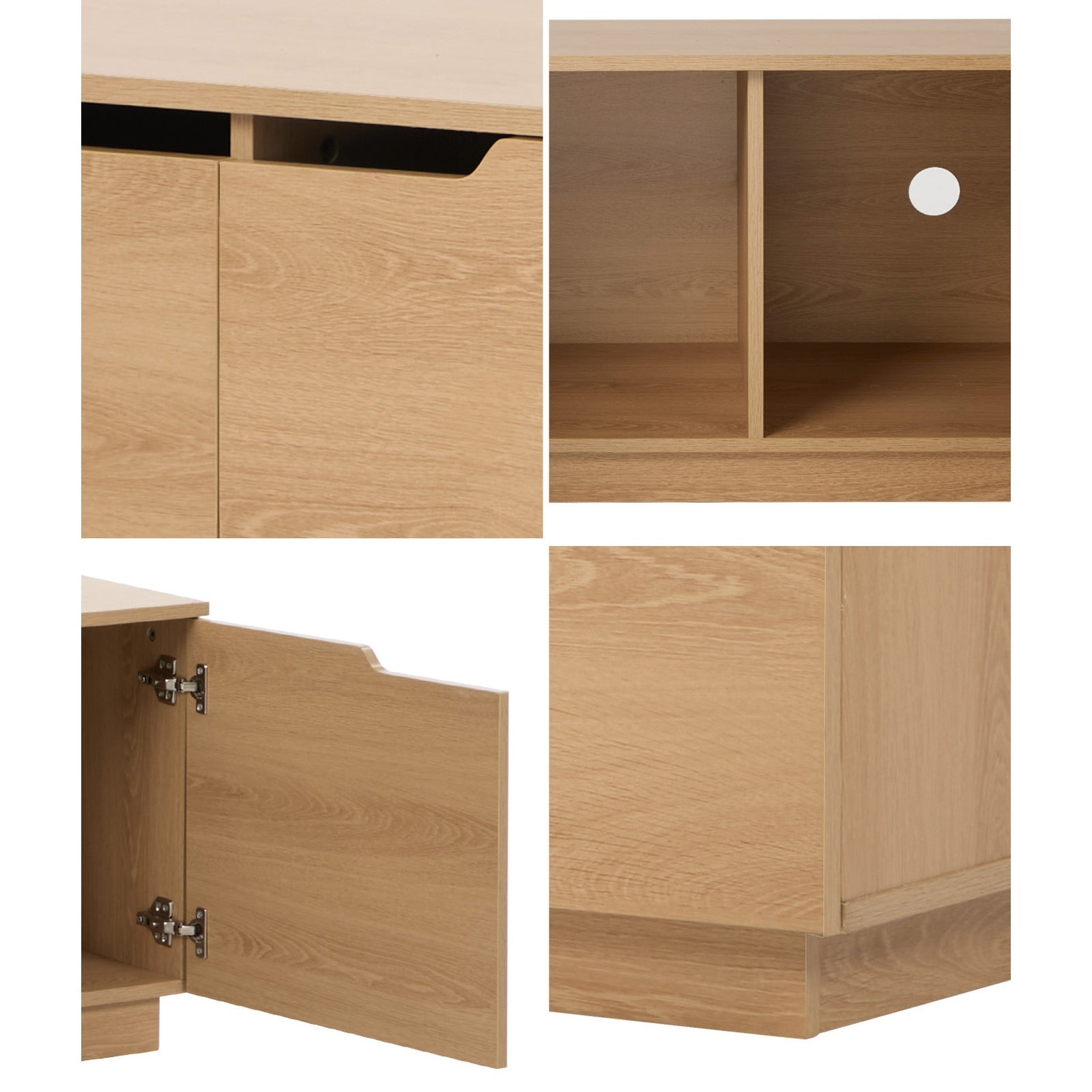 Oikiture Entertainment Unit TV Cabinet Stand 180cm Wooden Storage Shelves