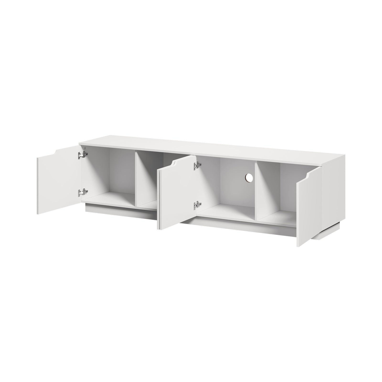 Oikiture TV Cabinet Entertainment Unit Stand Wooden Storage Shelf 180cm White