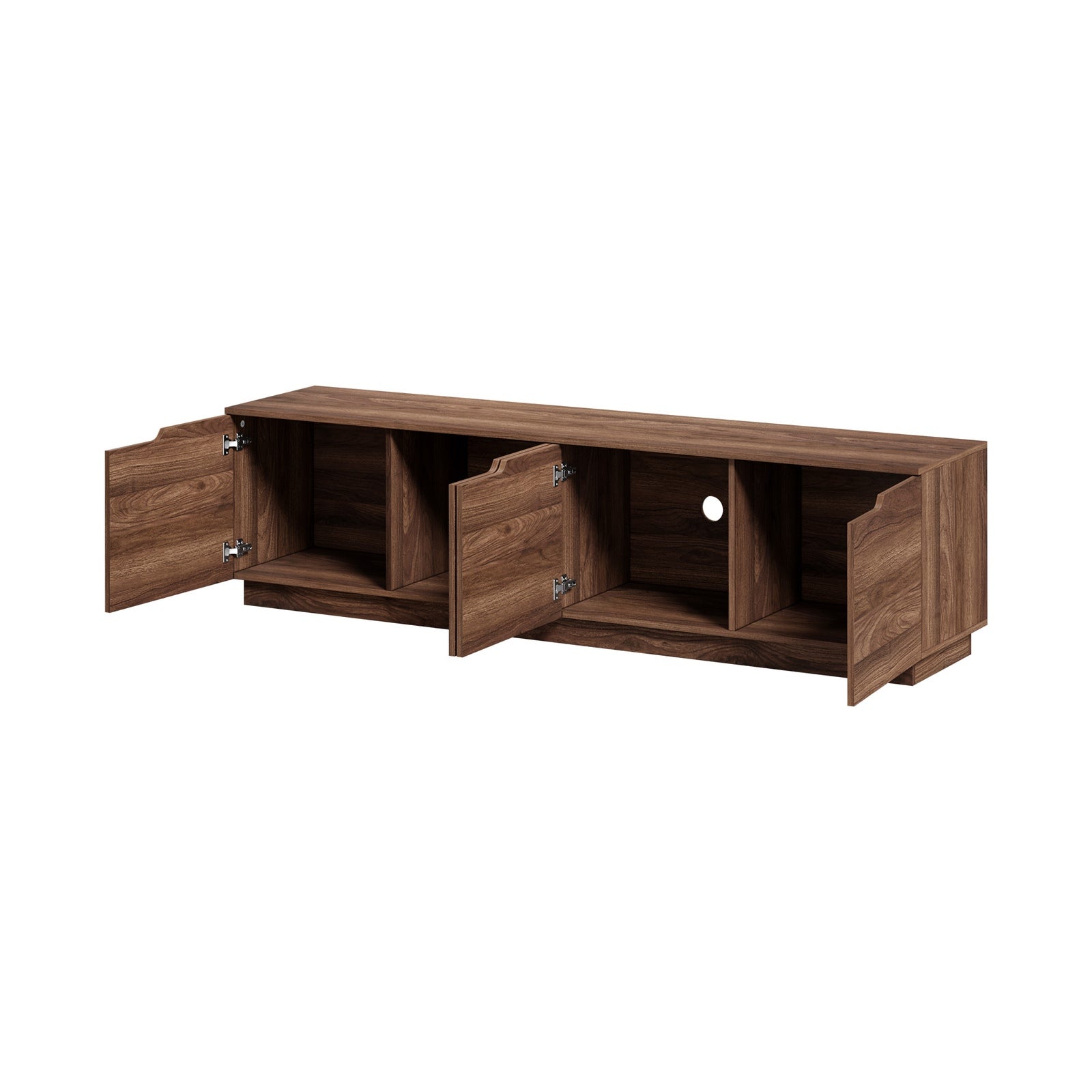 Oikiture TV Cabinet Entertainment Unit Stand Wooden Storage Shelf 180cm Walnut