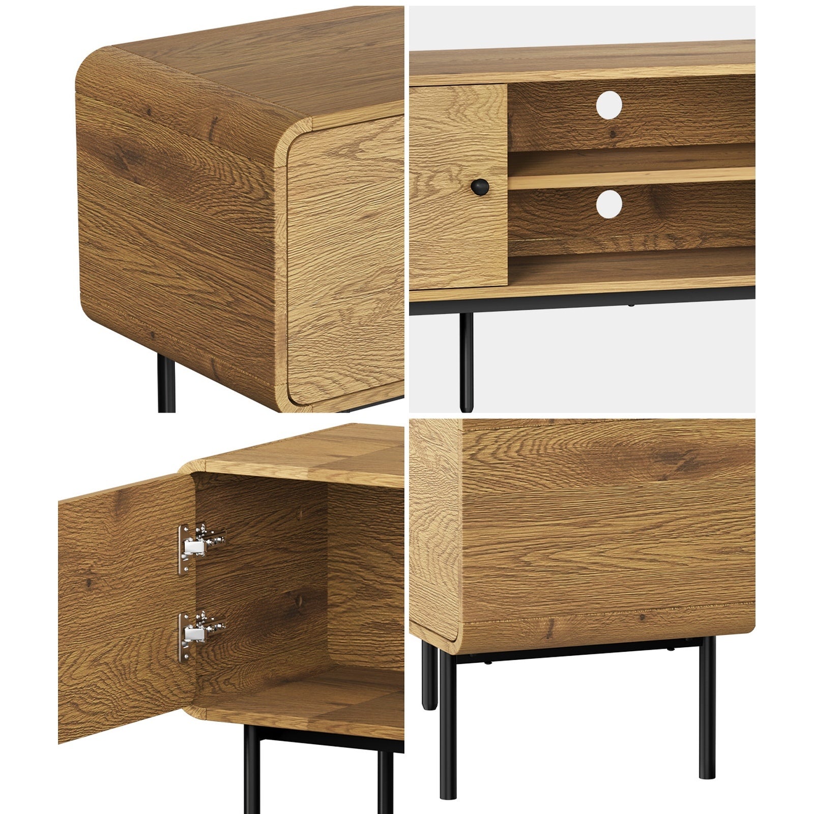 Oikiture TV Cabinet Entertainment Unit Stand 180cm Wooden Storage Shelves Oak - Sunyee