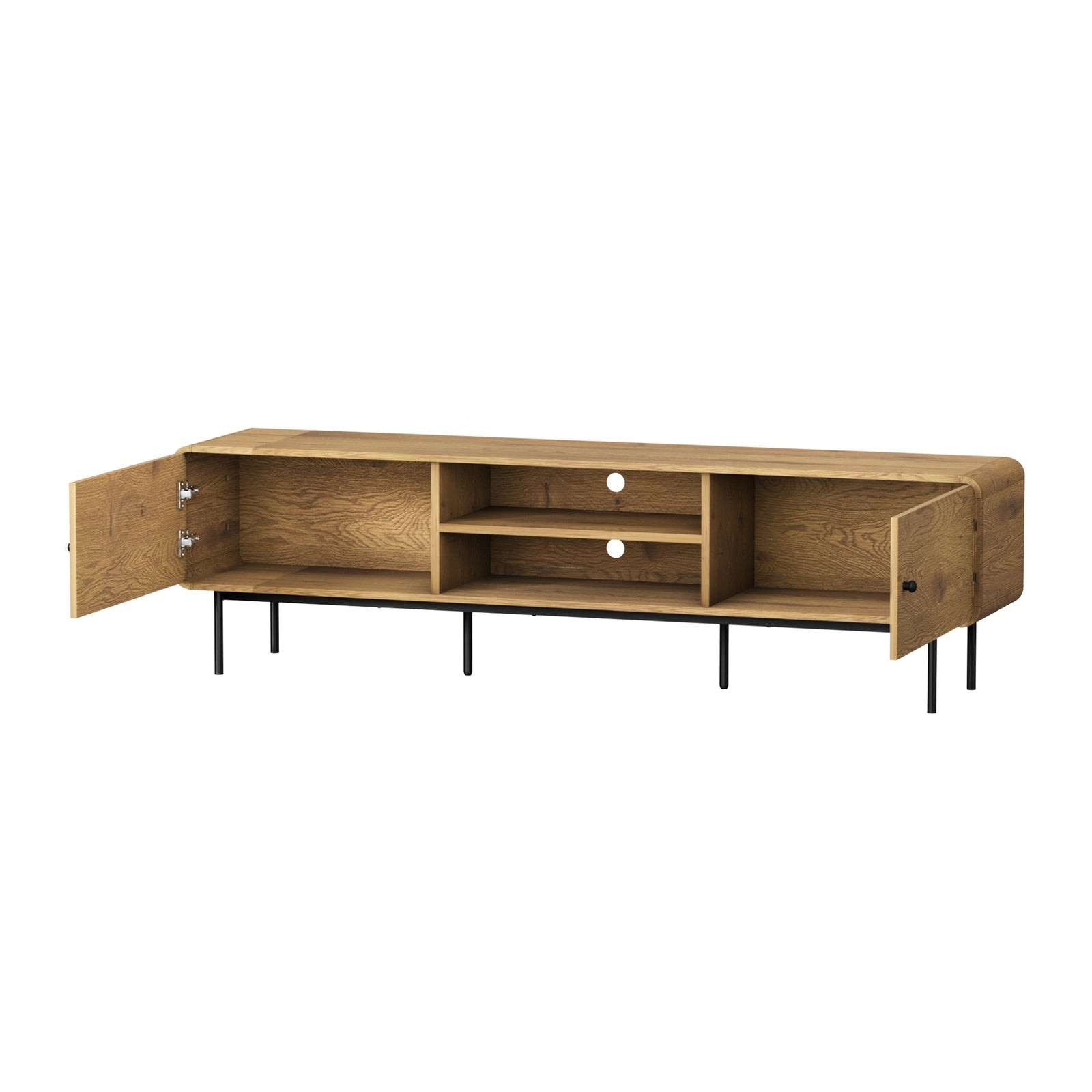 Oikiture TV Cabinet Entertainment Unit Stand 180cm Wooden Storage Shelves Oak - Sunyee