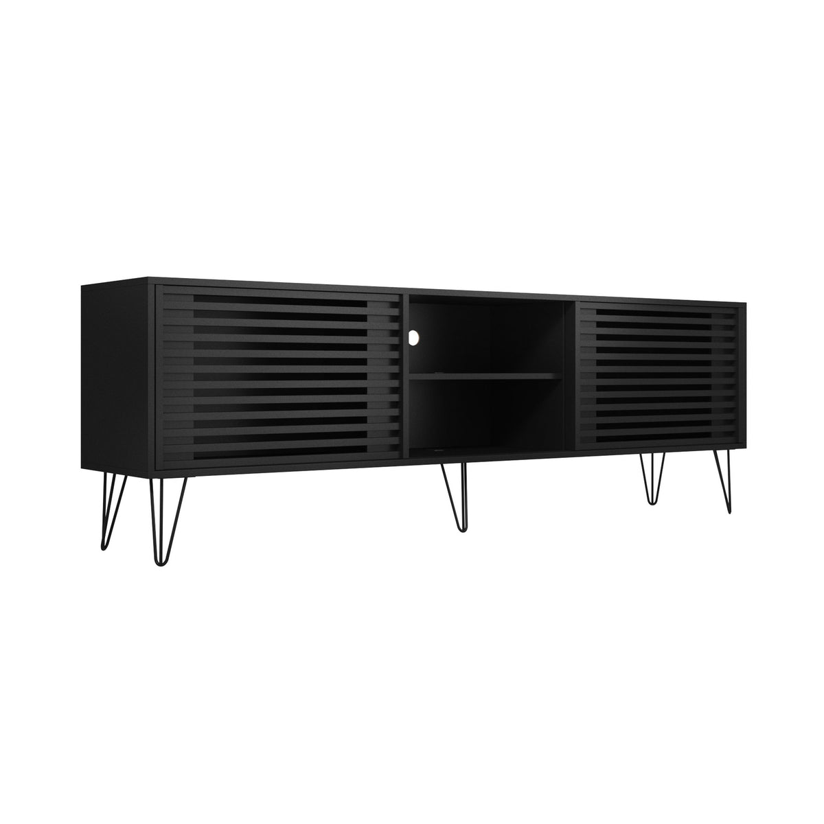 Oikiture TV Cabinet Entertainment Unit Stand Storage Sliding Door 180cm Black - Sunyee