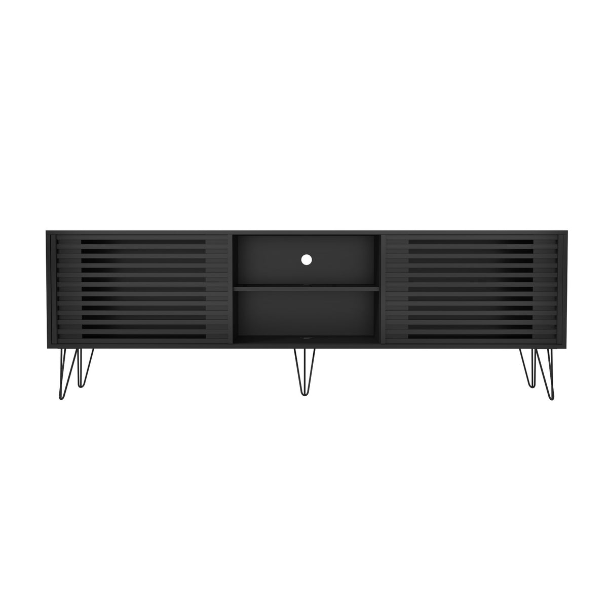 Oikiture TV Cabinet Entertainment Unit Stand Storage Sliding Door 180cm Black - Sunyee