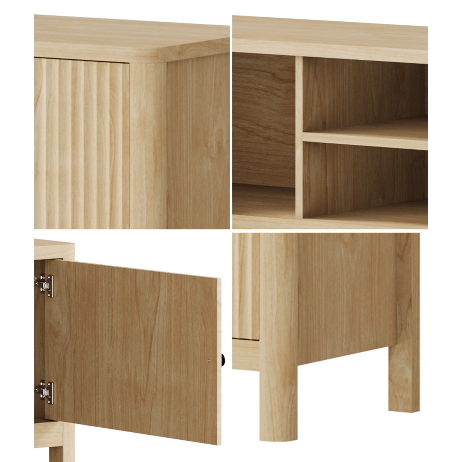 Oikiture TV Cabinet Entertainment Unit Stand Storage Shelves 160cm Natural