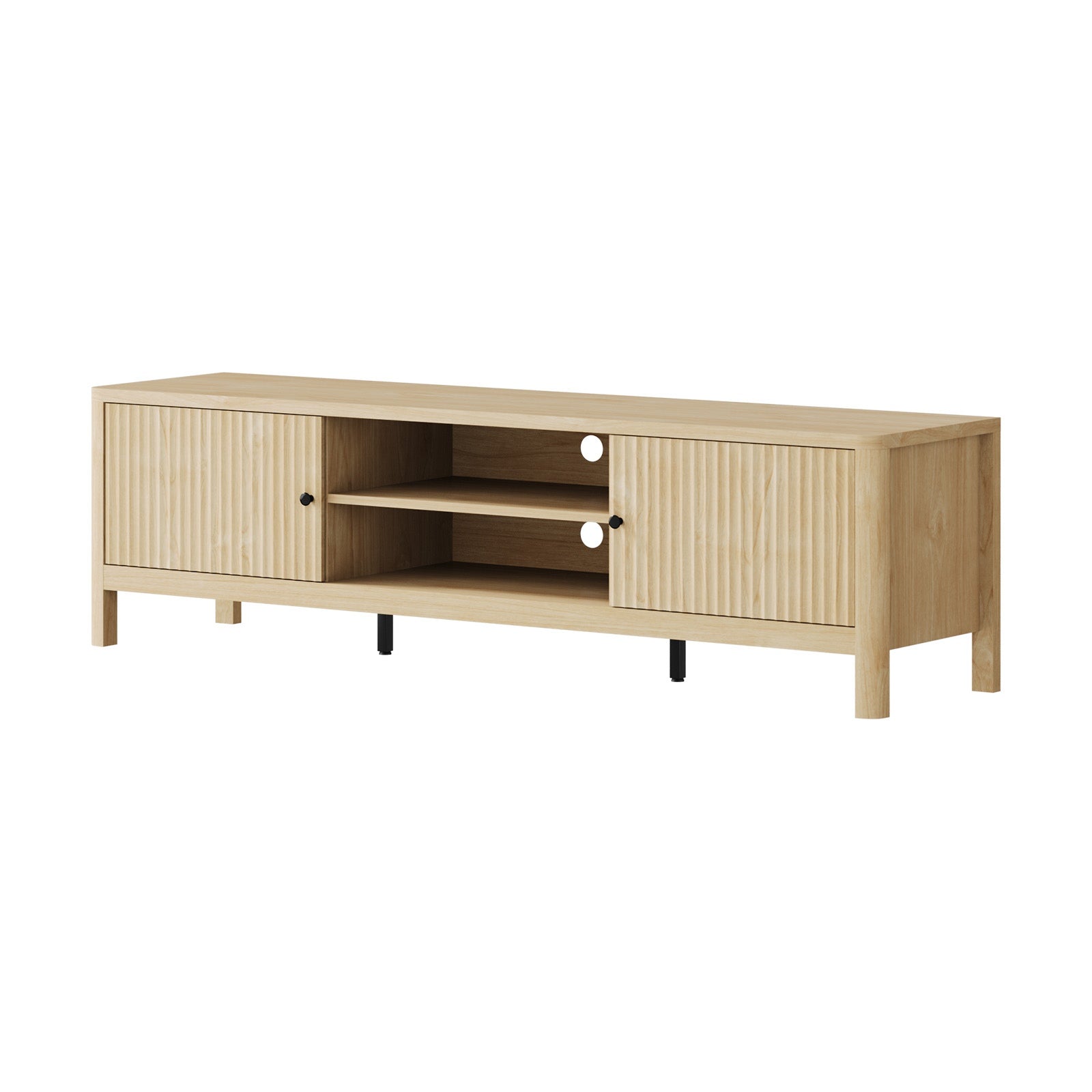 Oikiture TV Cabinet Entertainment Unit Stand Storage Shelves 160cm Natural