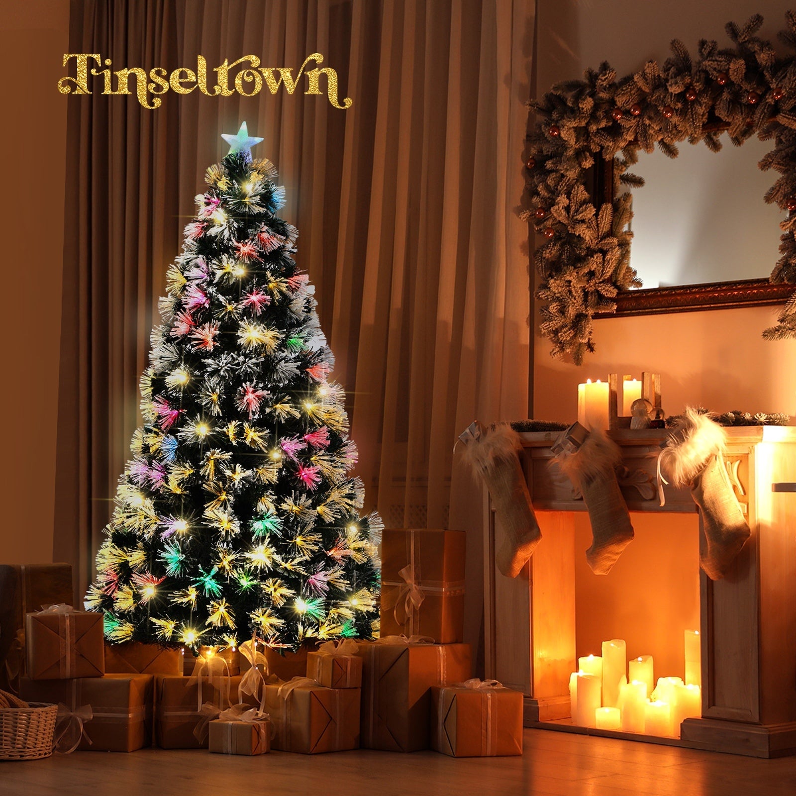 Tinseltown Christmas Tree 1.8M 6FT Xmas trees Fibre Optic Multi Colour LED Light - Sunyee