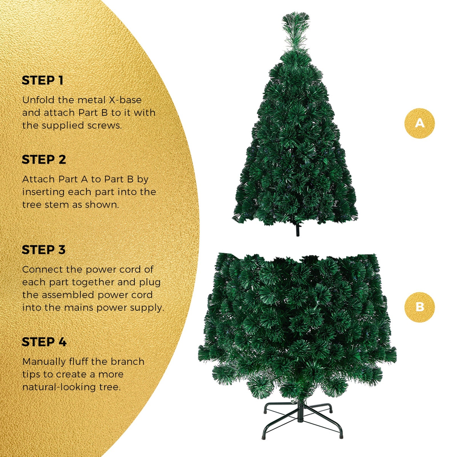 Tinseltown Christmas Tree Fibre Optic 6FT 1.8M Xmas Trees Multi-Colour Lights