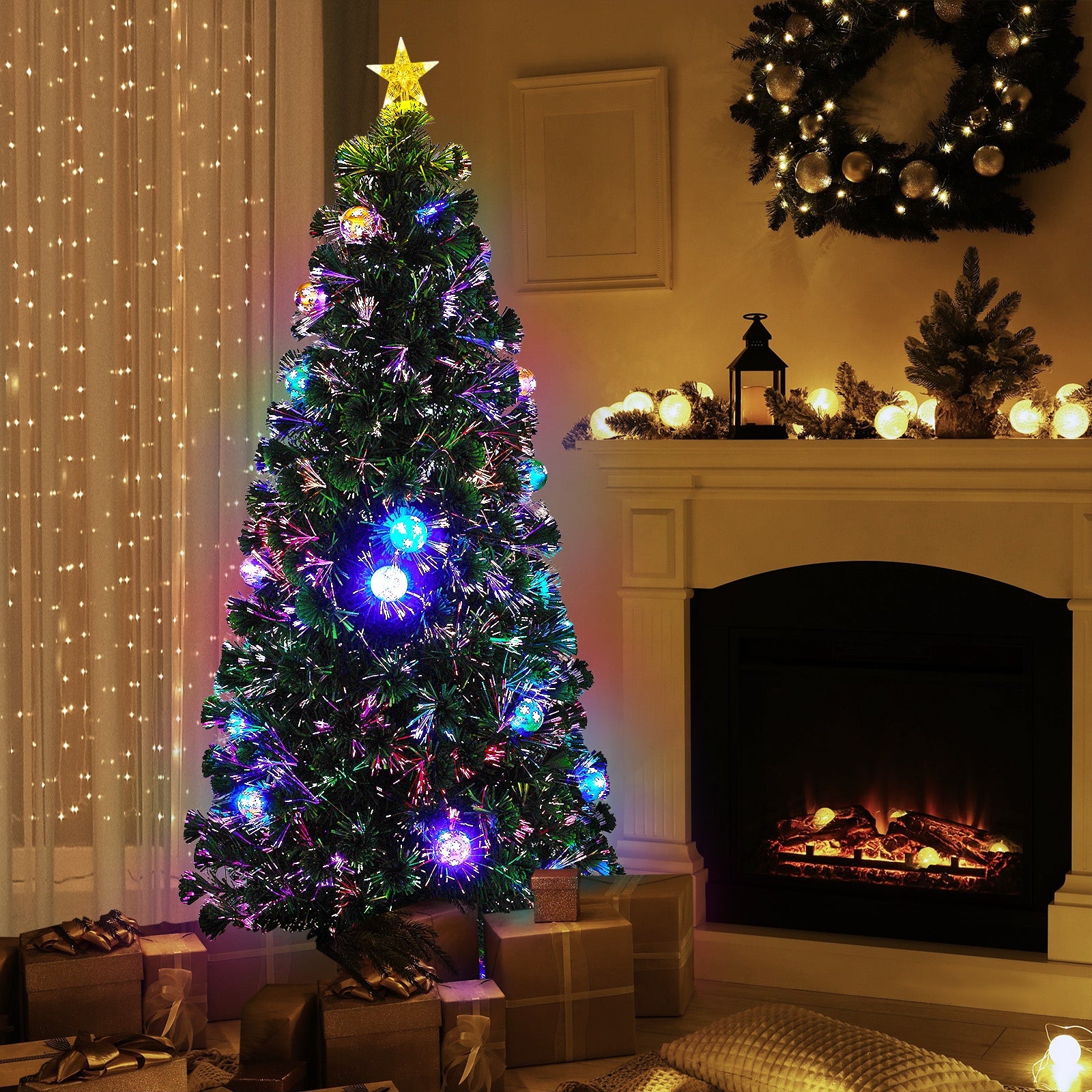 Tinseltown LED Christmas Tree 1.8M 6FT Fibre-optics Xmas Trees with Flash Lights - Sunyee