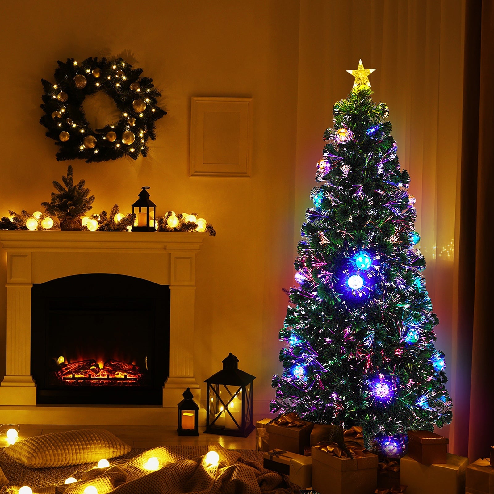 Tinseltown LED Christmas Tree 1.8M 6FT Fibre-optics Xmas Trees with Flash Lights - Sunyee