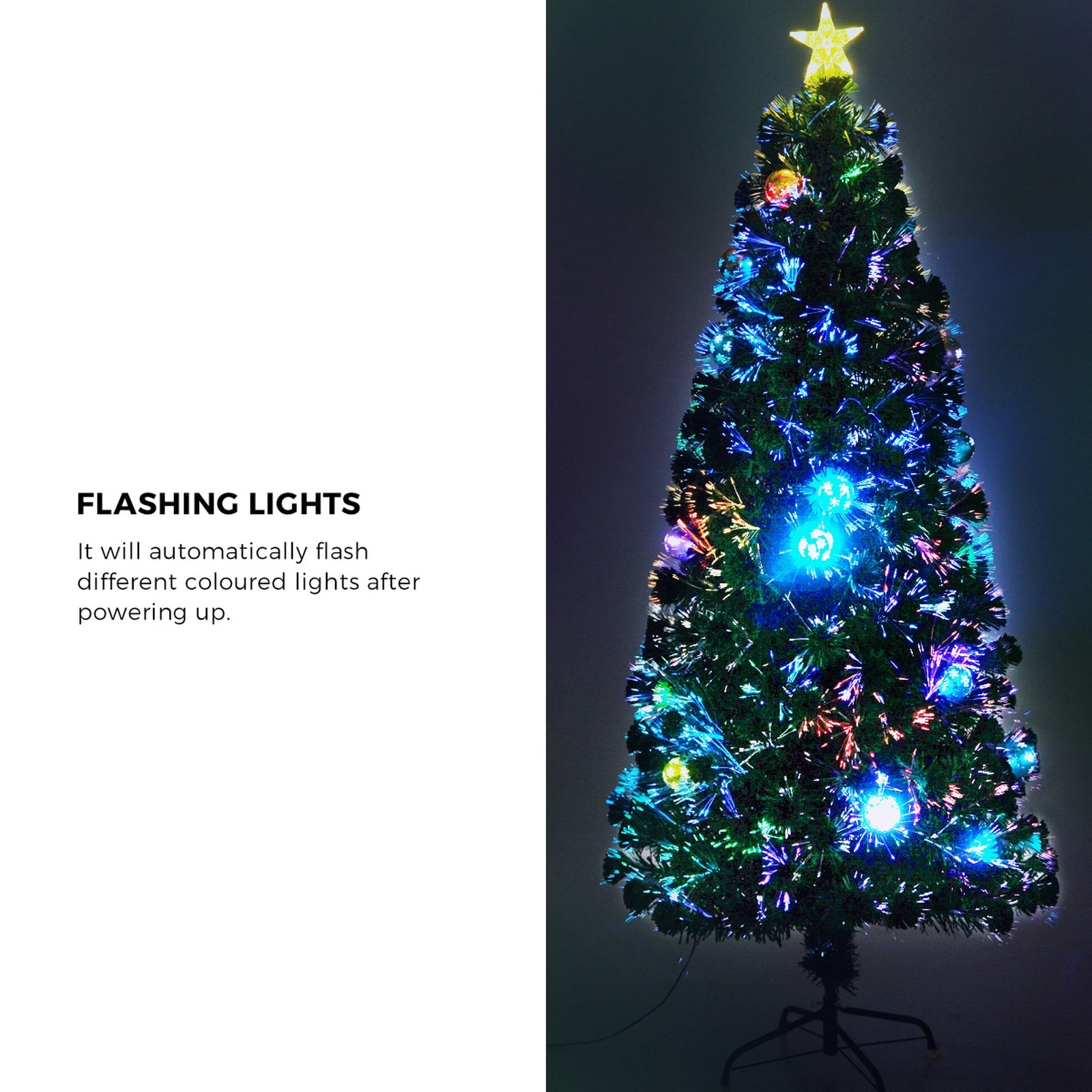 Tinseltown LED Christmas Tree 1.8M 6FT Fibre-optics Xmas Trees with Flash Lights - Sunyee