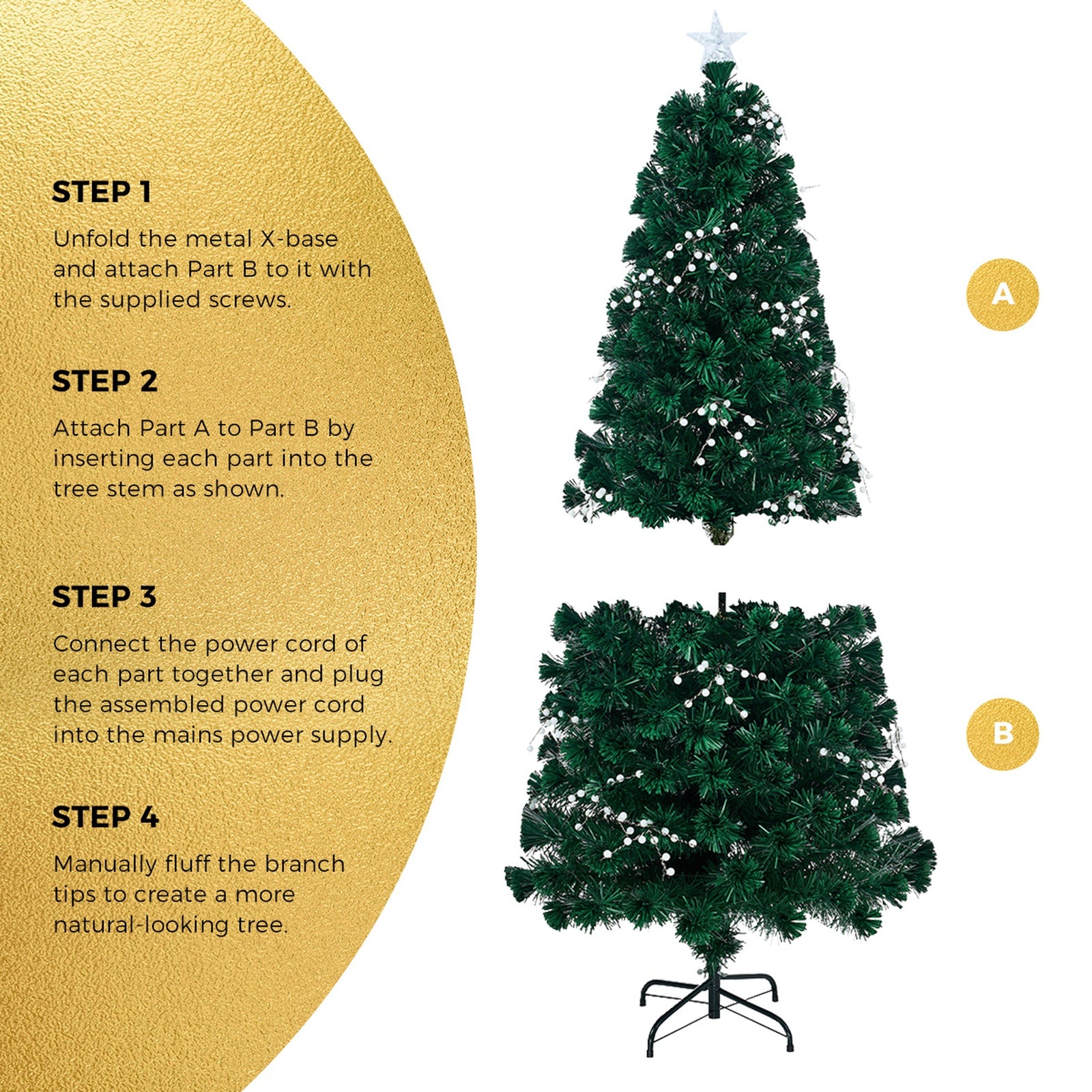 Tinseltown LED Christmas Tree 1.8M 6FT Fibre-optics Xmas Trees with Warm Lights - Sunyee