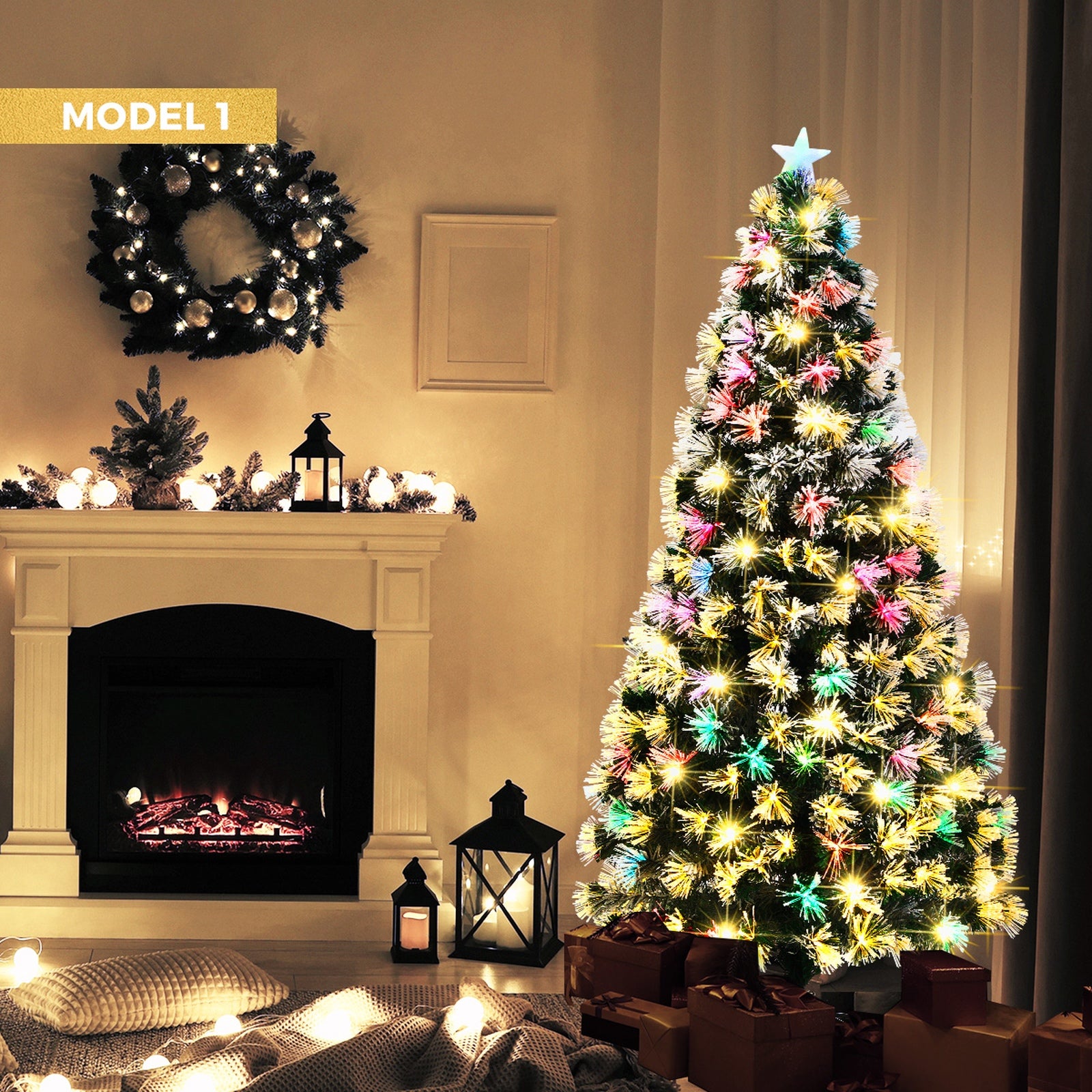 Tinseltown Christmas Tree 1.8M 6FT LED Xmas trees Optic Fibre Multi Colour - Sunyee
