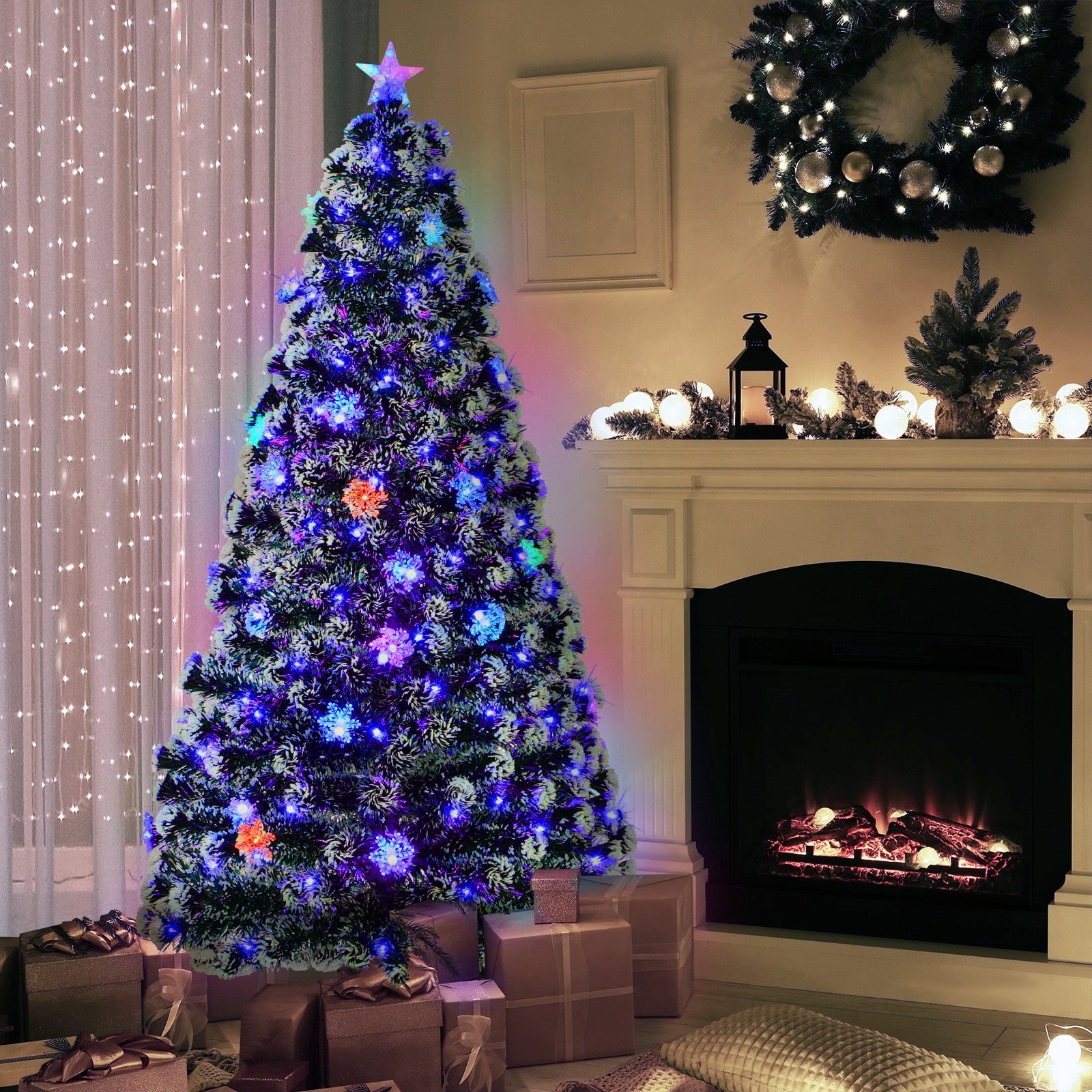 Tinseltown Christmas Tree 1.8M 6FT Snowflakes Xmas Decorations Green with LED lights - Sunyee