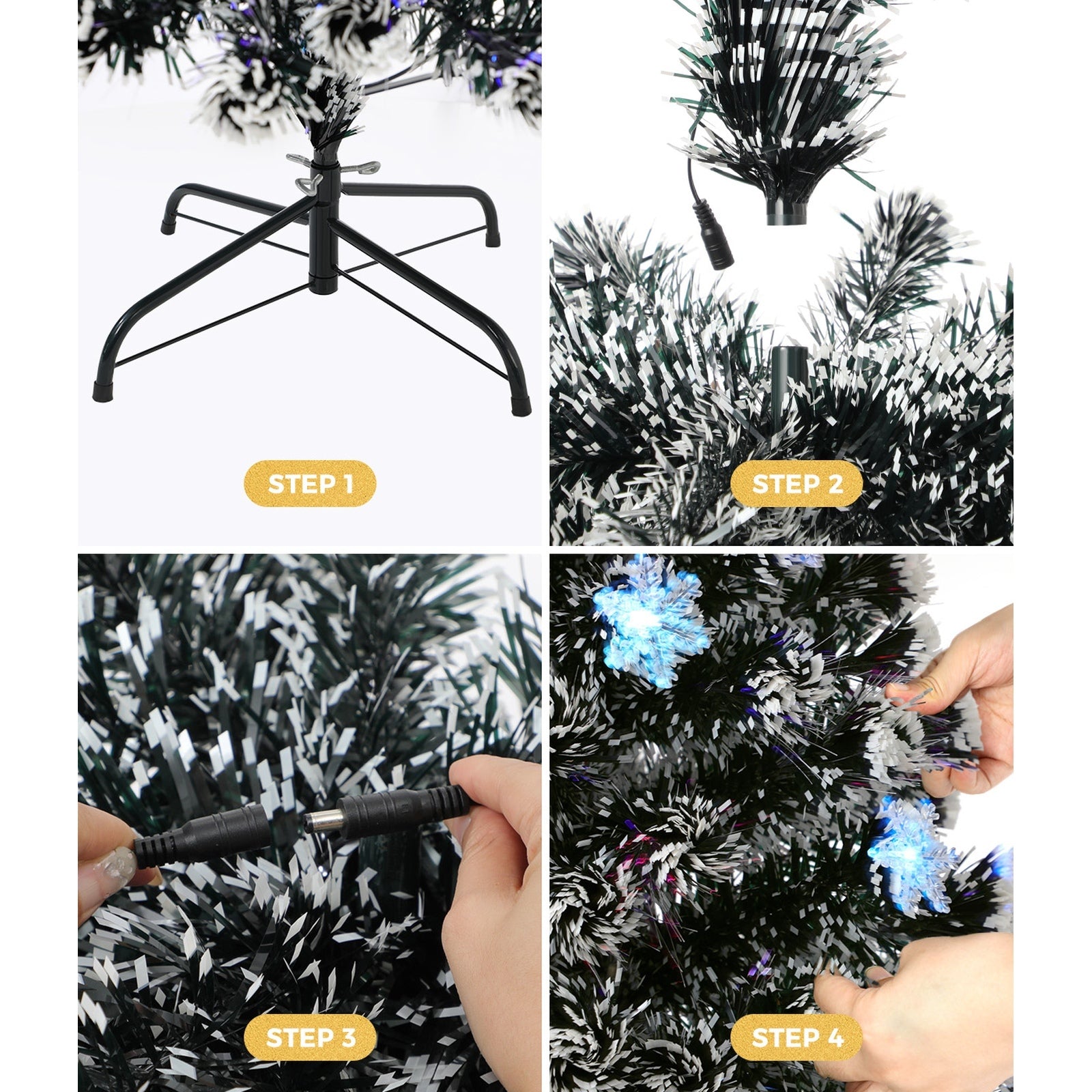Tinseltown Christmas Tree 1.8M 6FT Snowflakes Xmas Decorations Green with LED lights - Sunyee