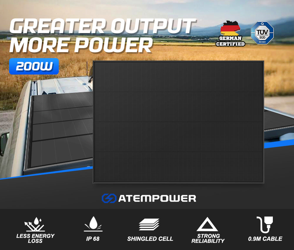 Atem Power 12V 200W Solar Panel Kit Mono Shingled Caravan Camping Power Charging - Sunyee
