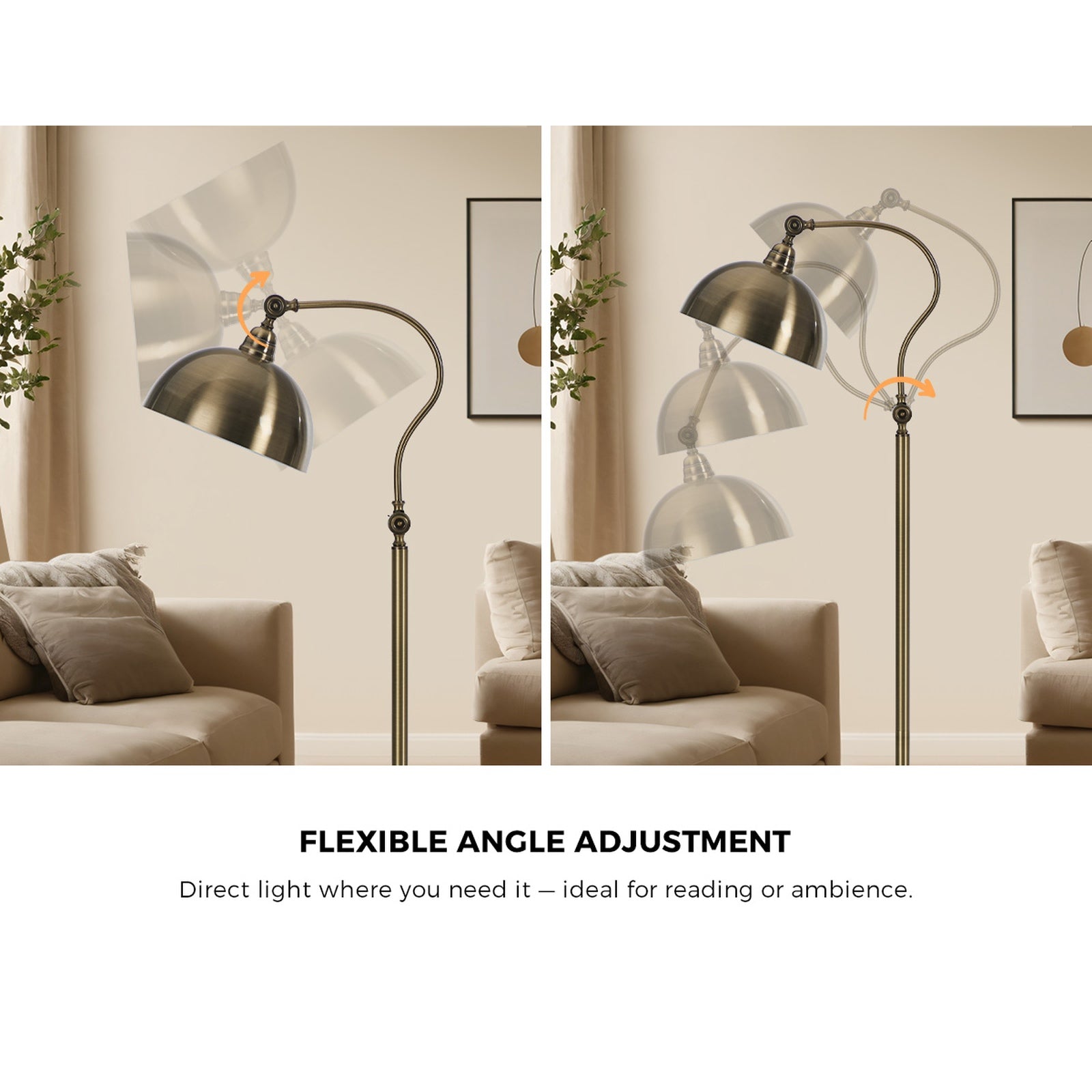 Oikiture Floor Lamps Standing Lamp Metal Frame Bronze-finish - Sunyee