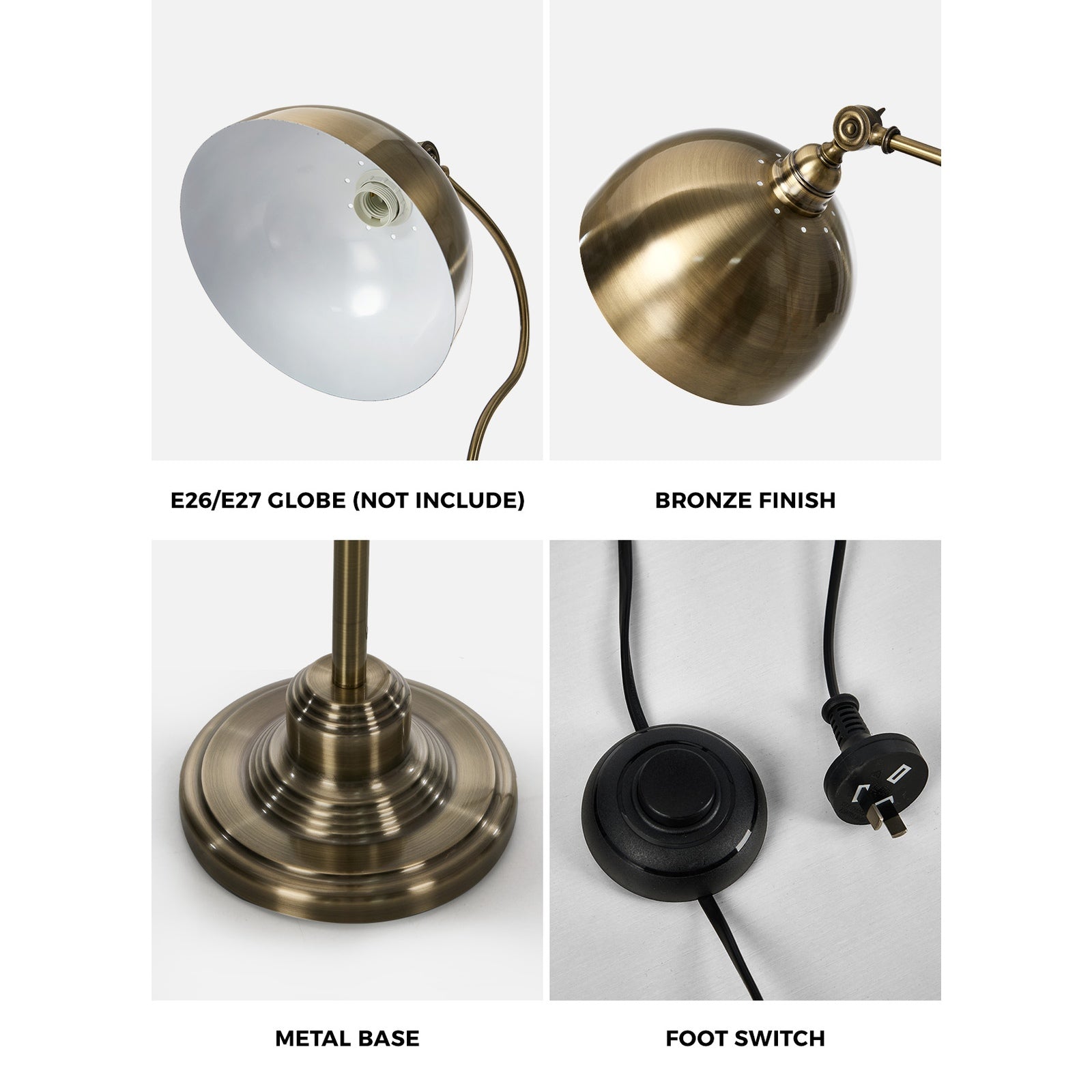 Oikiture Floor Lamps Standing Lamp Metal Frame Bronze-finish - Sunyee