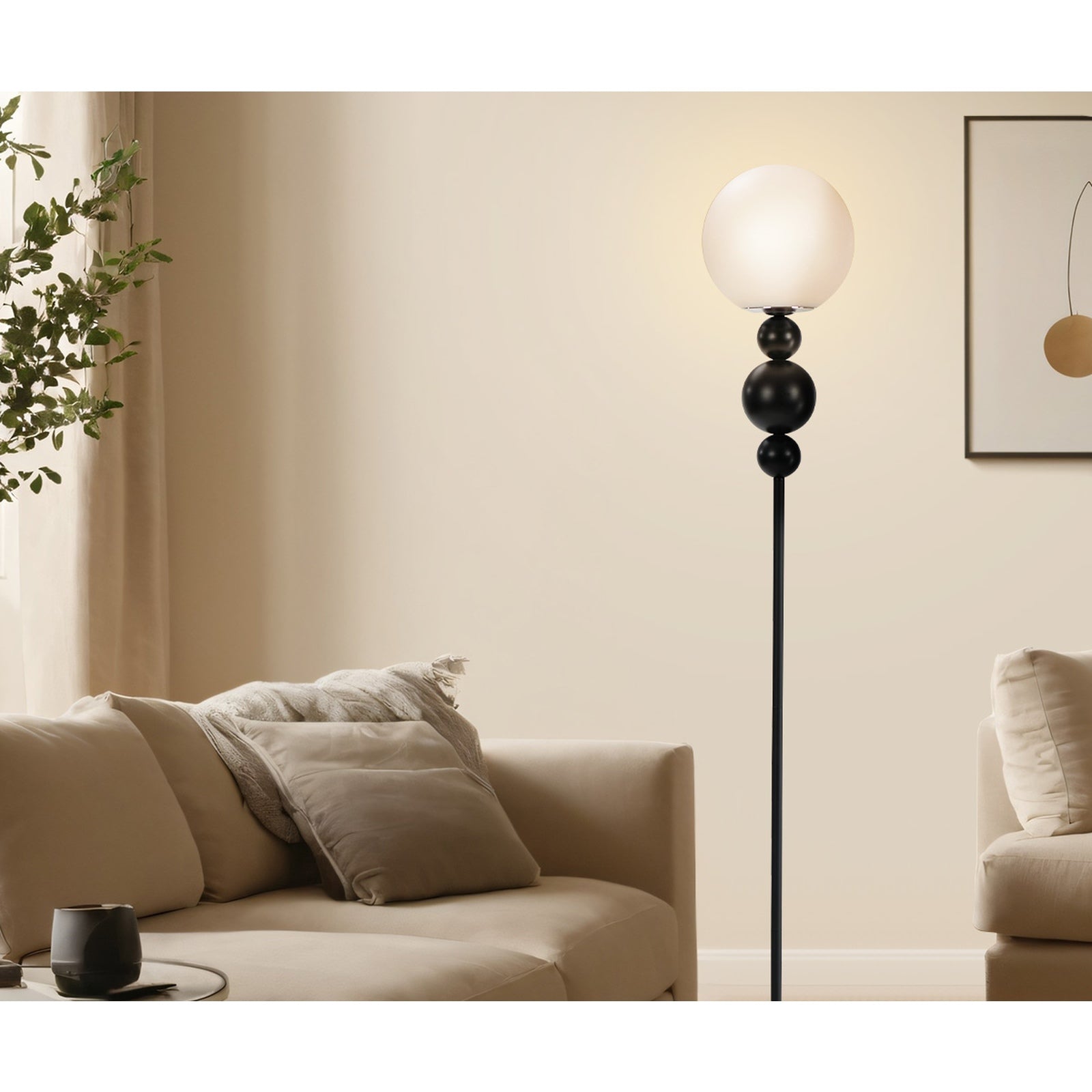 Oikiture Floor Lamp Standing Lamp Globe  Shade Black Metal