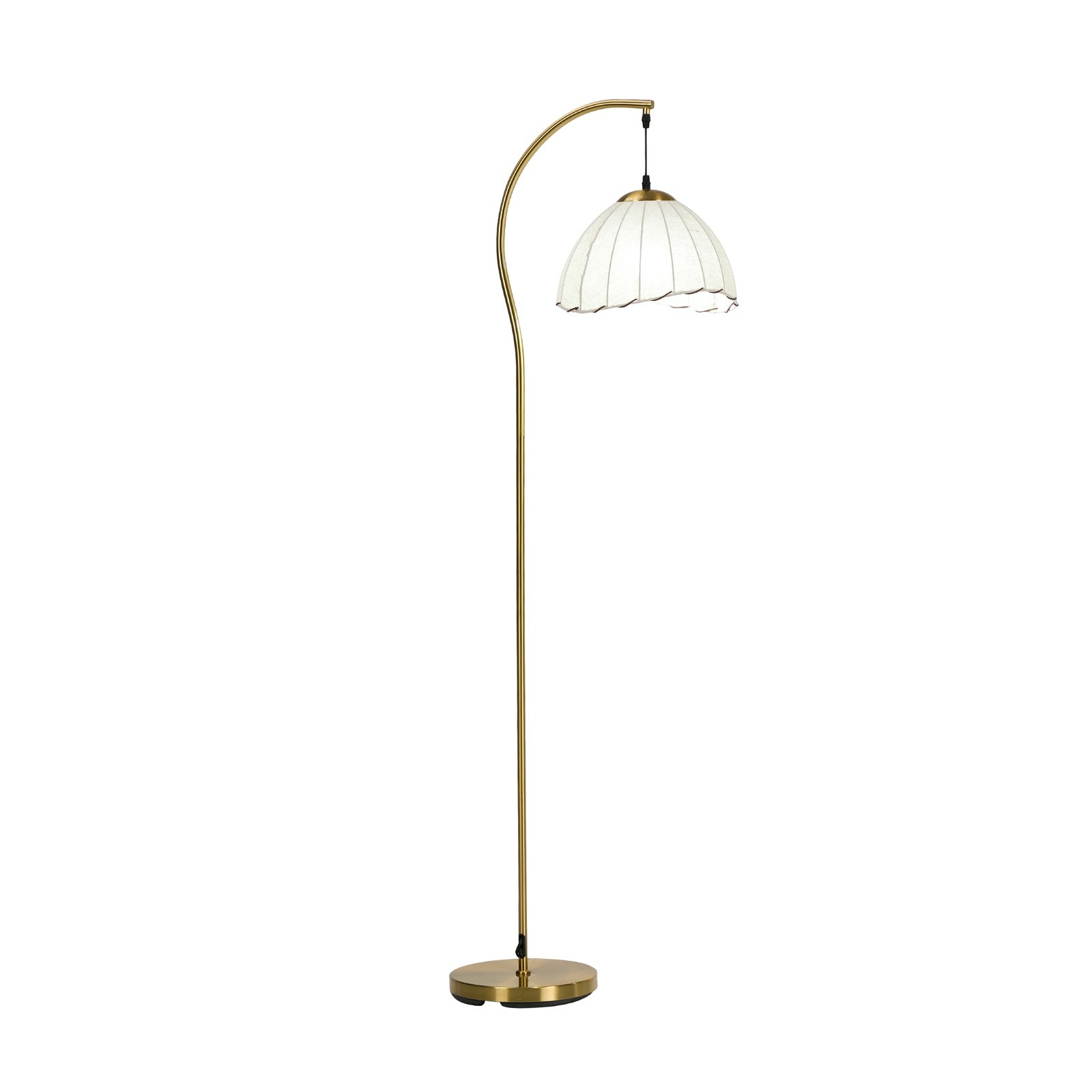 Oikiture Retro Floor Lamps Standing Lamp Fabric Shape Metal Frame Golden