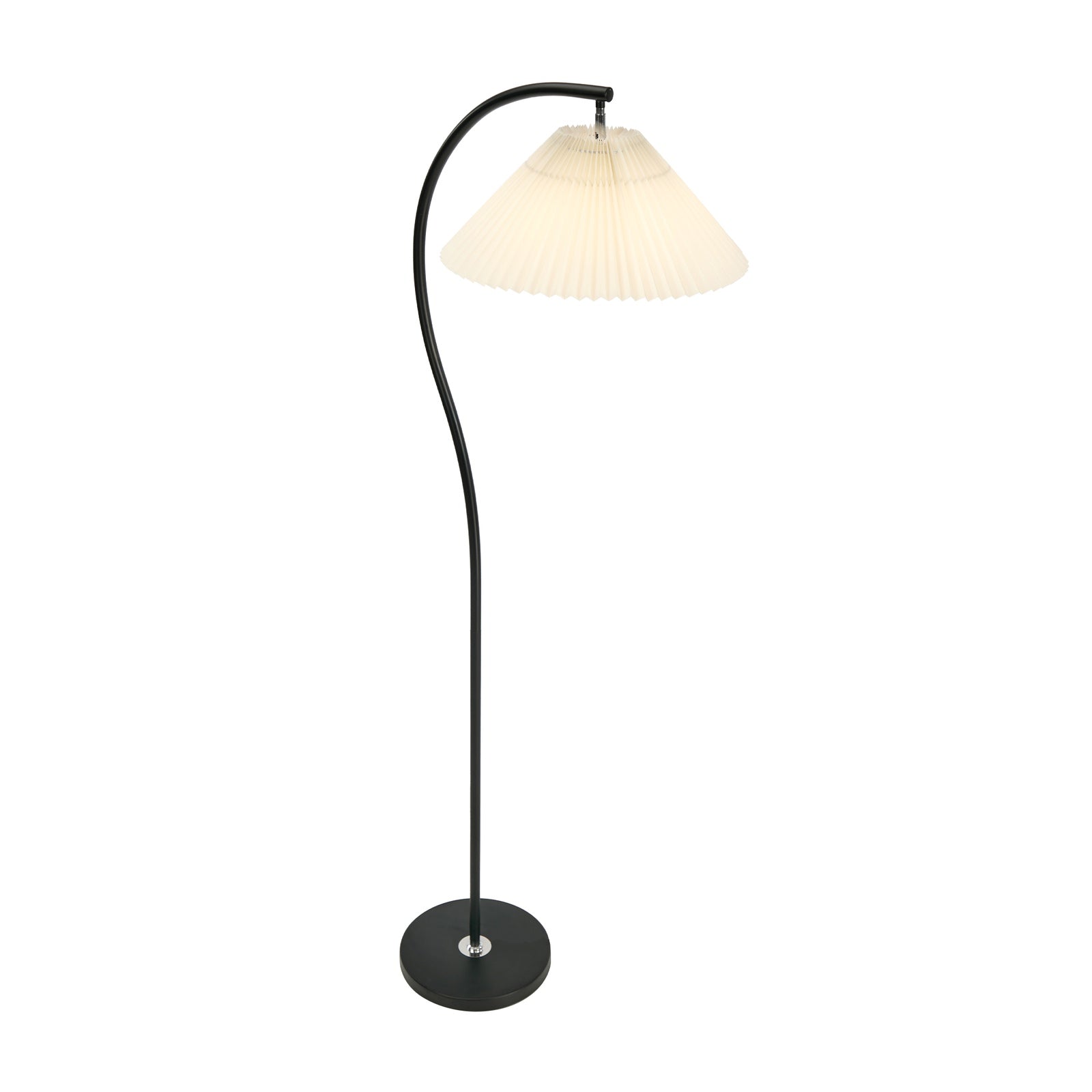 Oikiture Floor Lamp Standing Lamp Pleated Shade Metal Reading Lamp Black