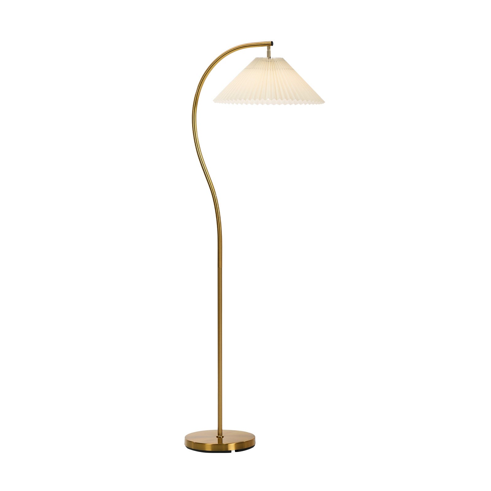 Oikiture Floor Lamp Standing Lamp Pleated Shade Metal Reading Lamp Golden