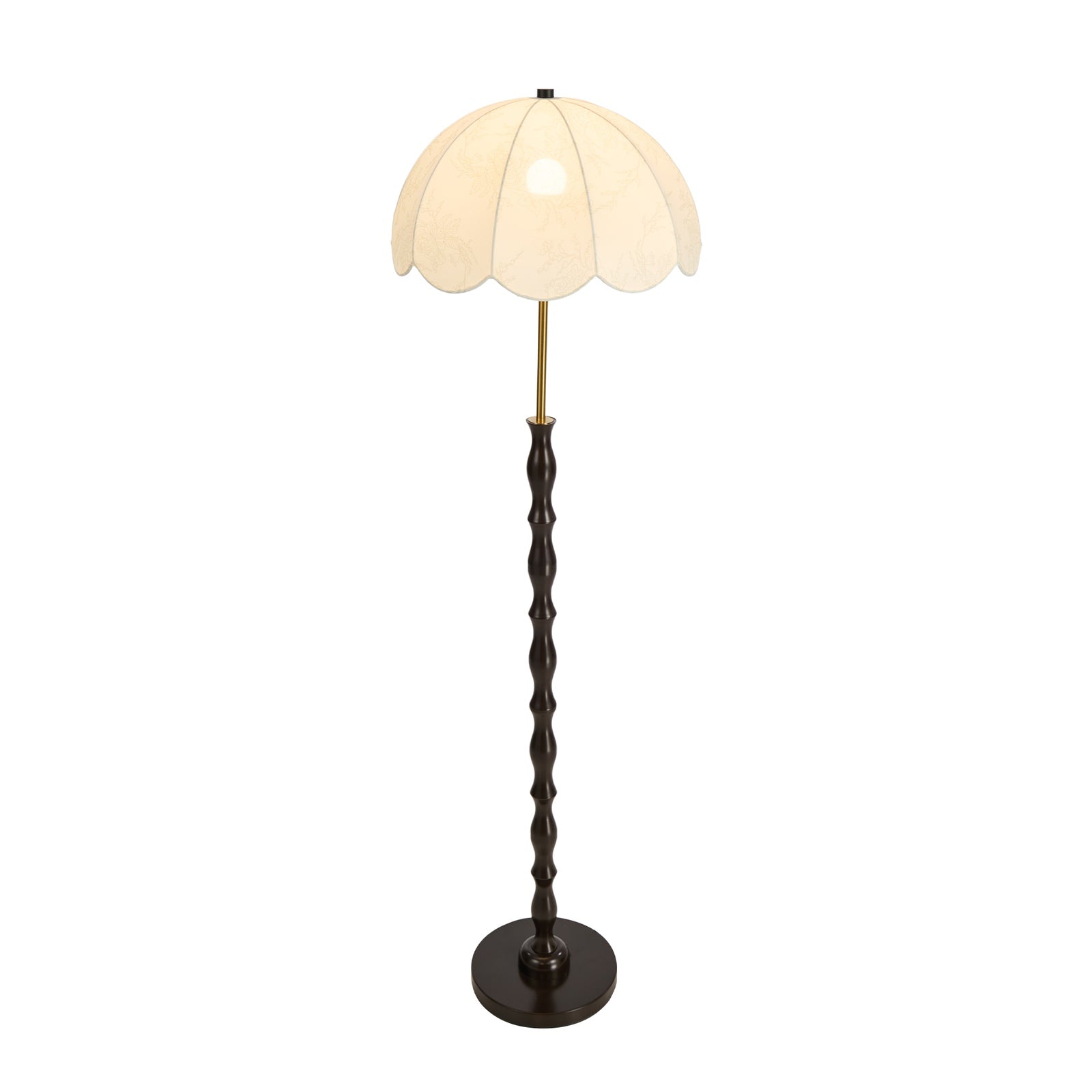 Oikiture Metal Floor lamps Freestanding Reading Lamp Fabric Shade Vintage