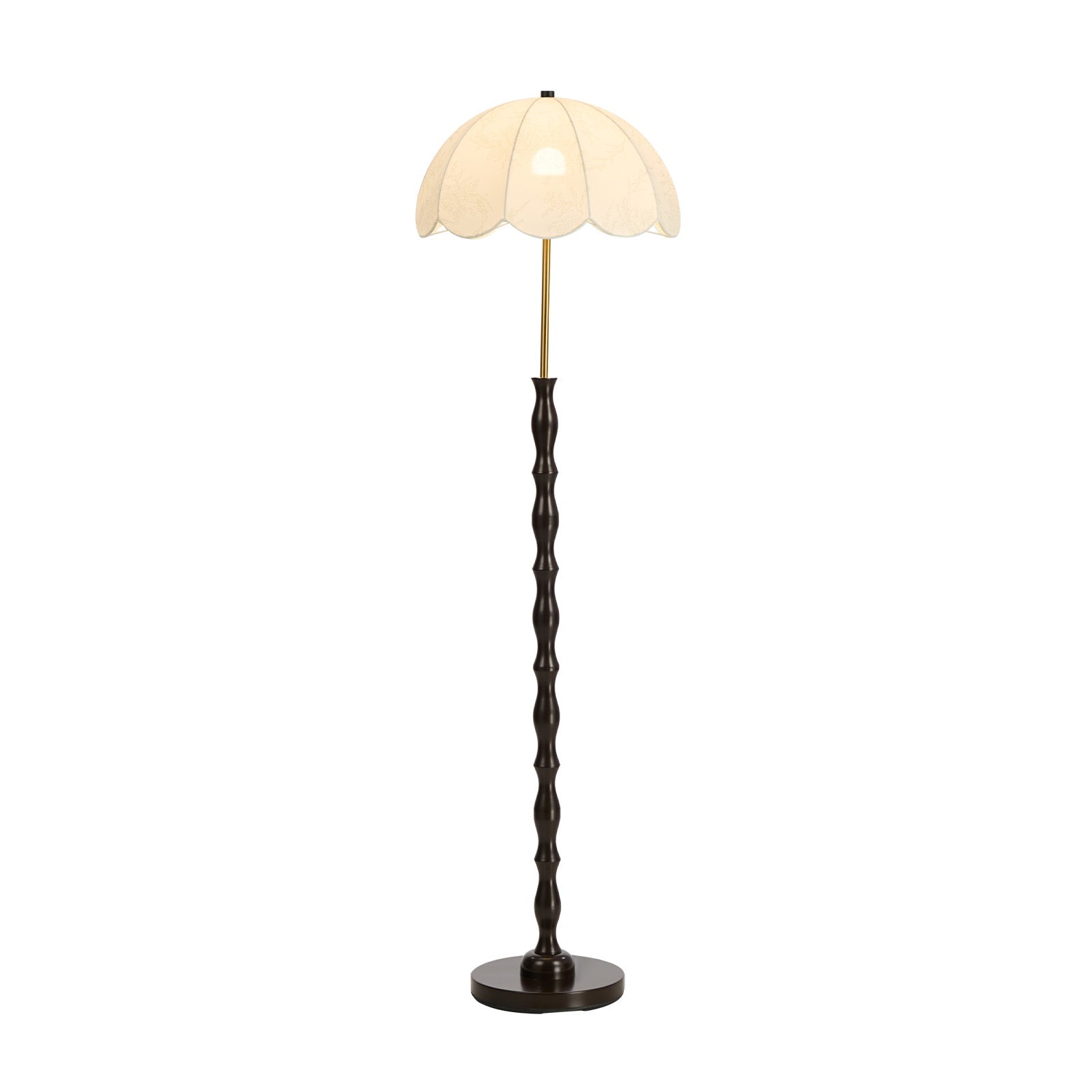 Oikiture Metal Floor lamps Freestanding Reading Lamp Fabric Shade Vintage