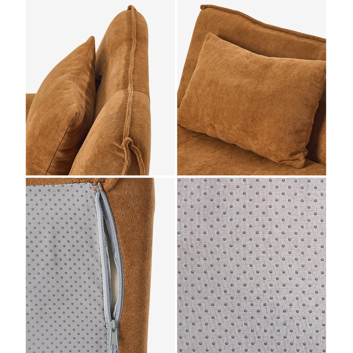 Oikiture Accent Chair Lazy Sofa Floor Couch Leisure Lounge Foam Pouffe Brown
