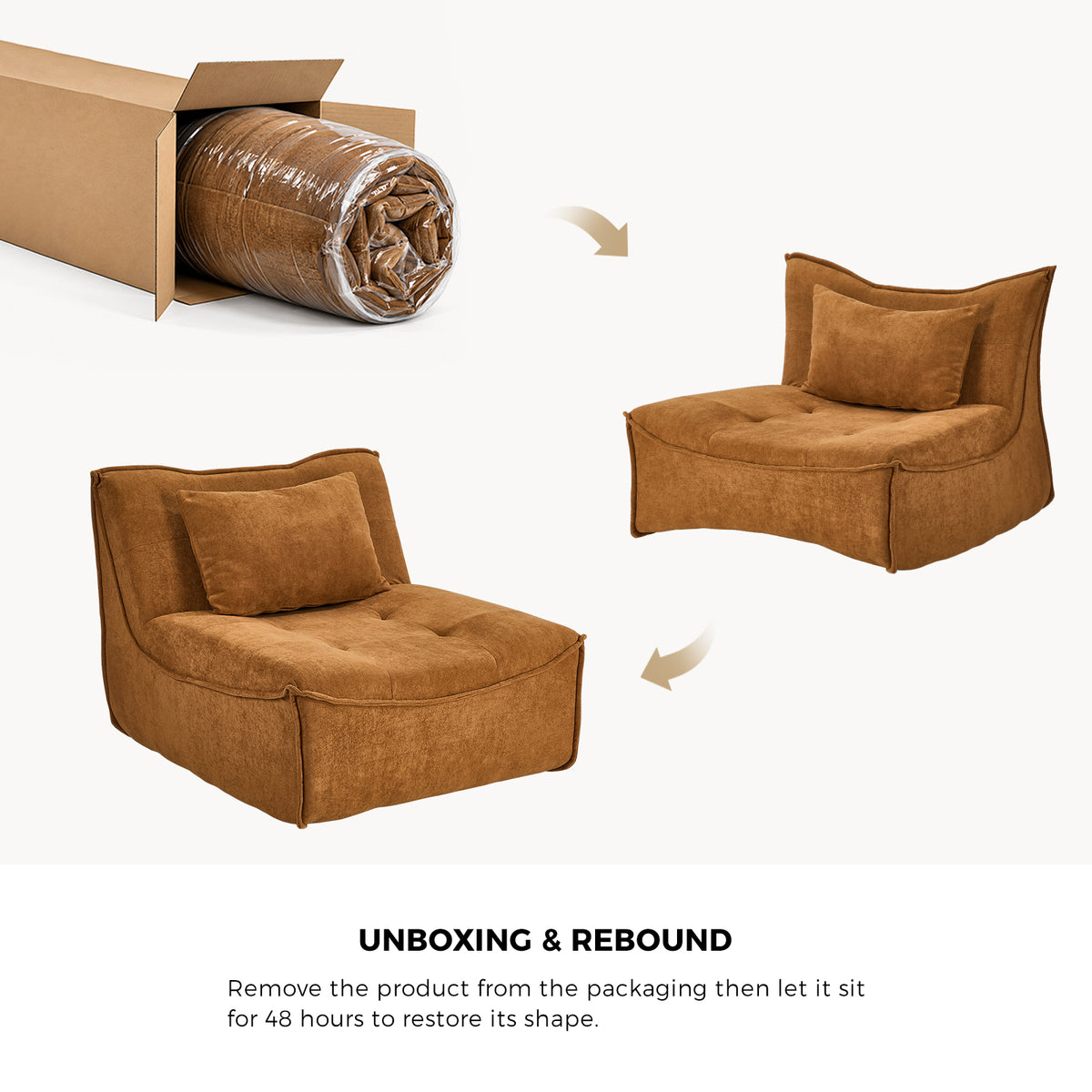 Oikiture Accent Chair Lazy Sofa Floor Couch Leisure Lounge Foam Pouffe Brown